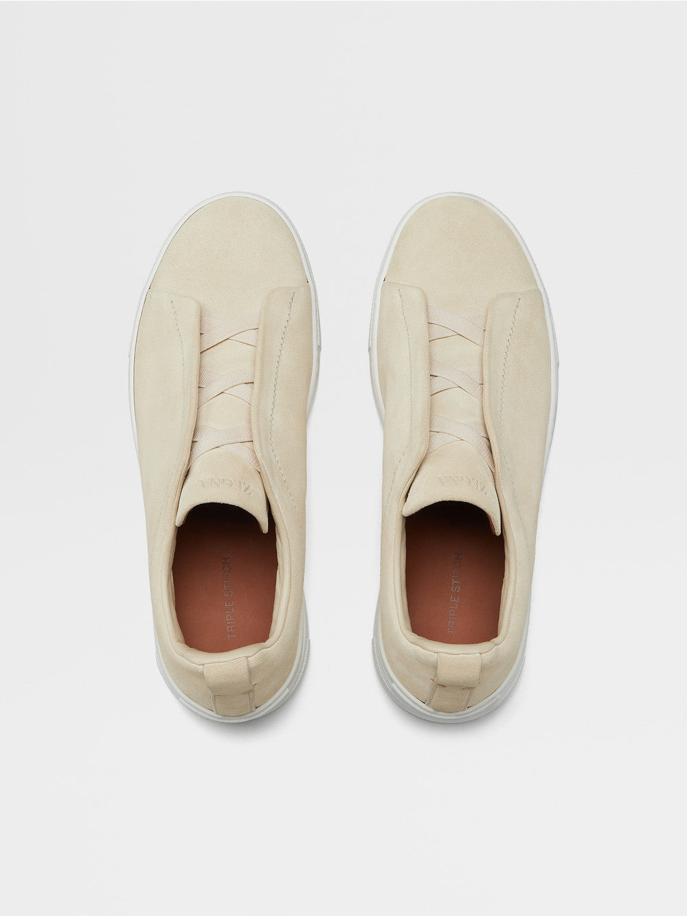 Light Cream Suede Triple Stitch Sneakers