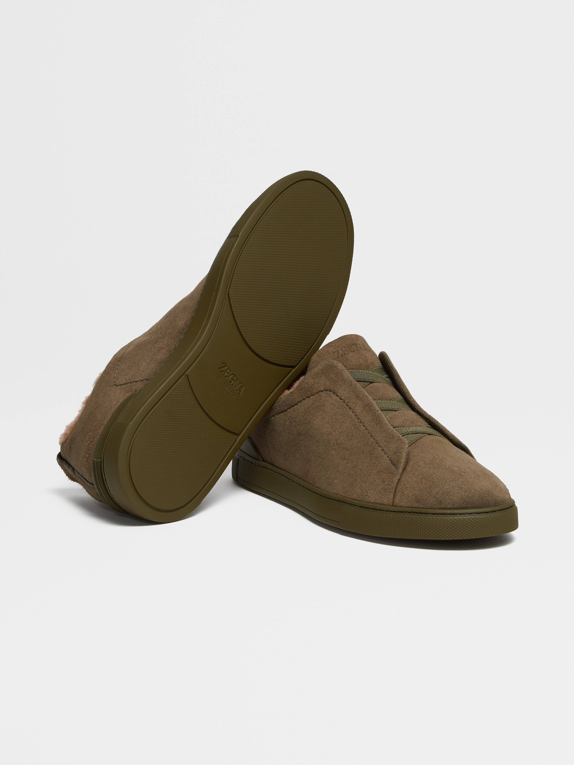 OLIVE GREEN DEERSKIN TRIPLE STITCH™ SNEAKERS