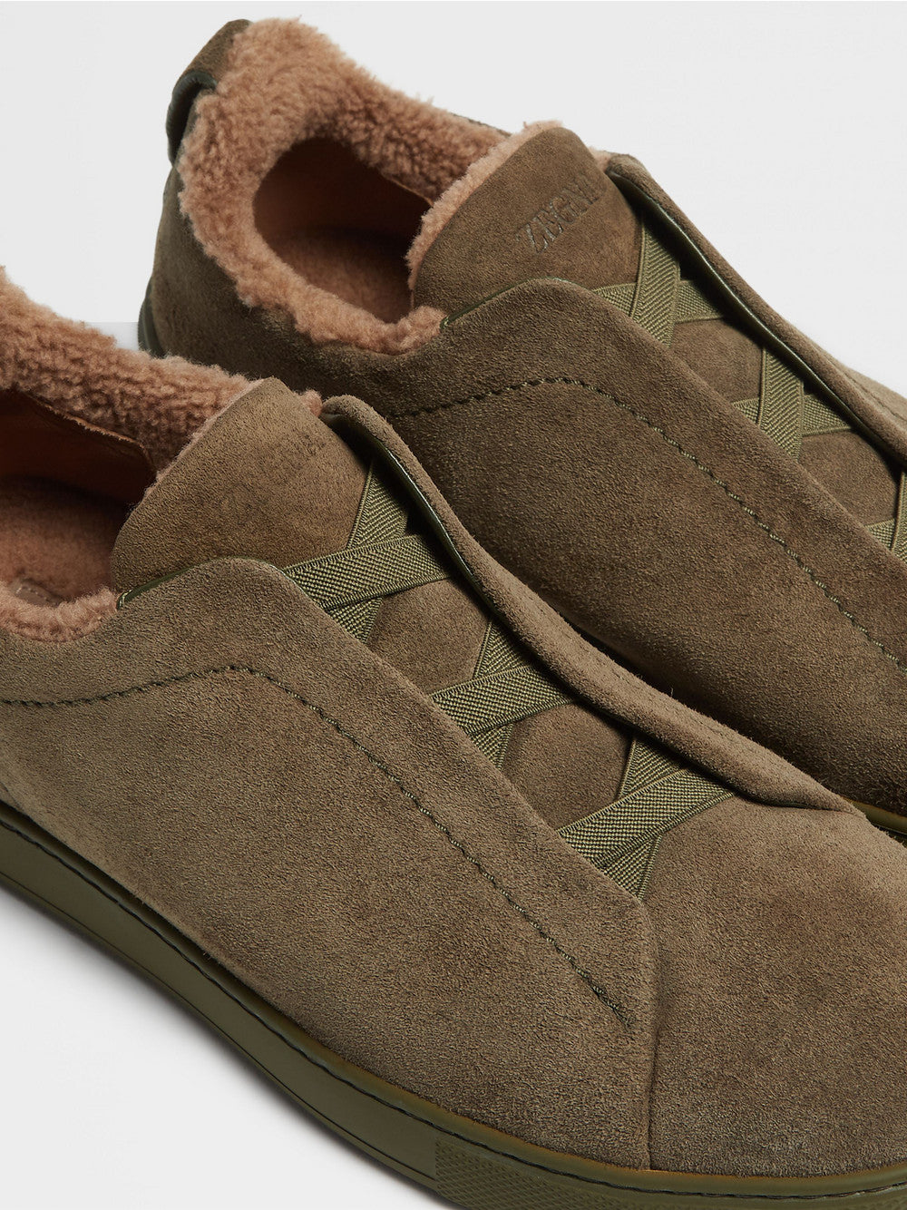 OLIVE GREEN DEERSKIN TRIPLE STITCH™ SNEAKERS