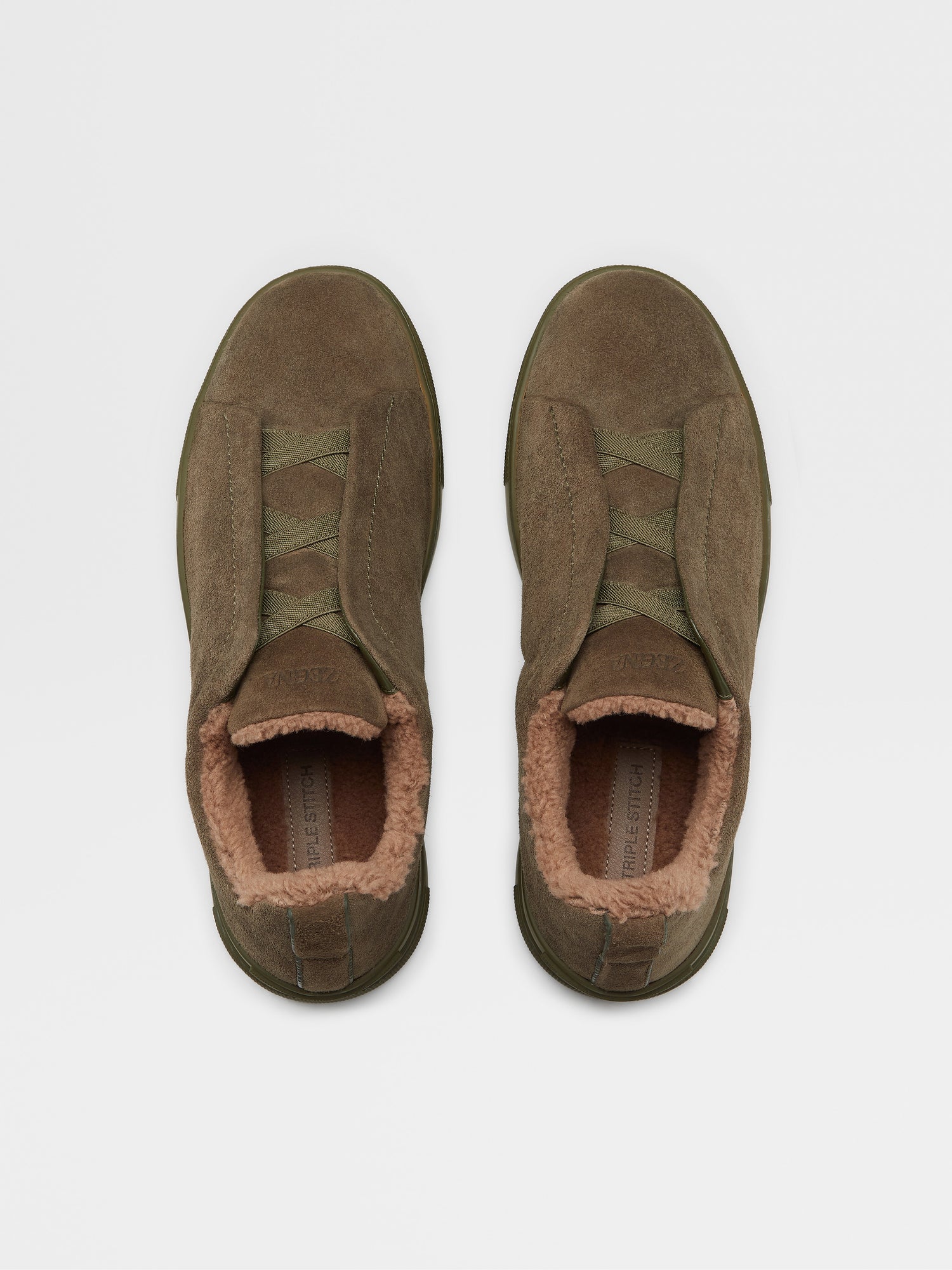 OLIVE GREEN DEERSKIN TRIPLE STITCH™ SNEAKERS