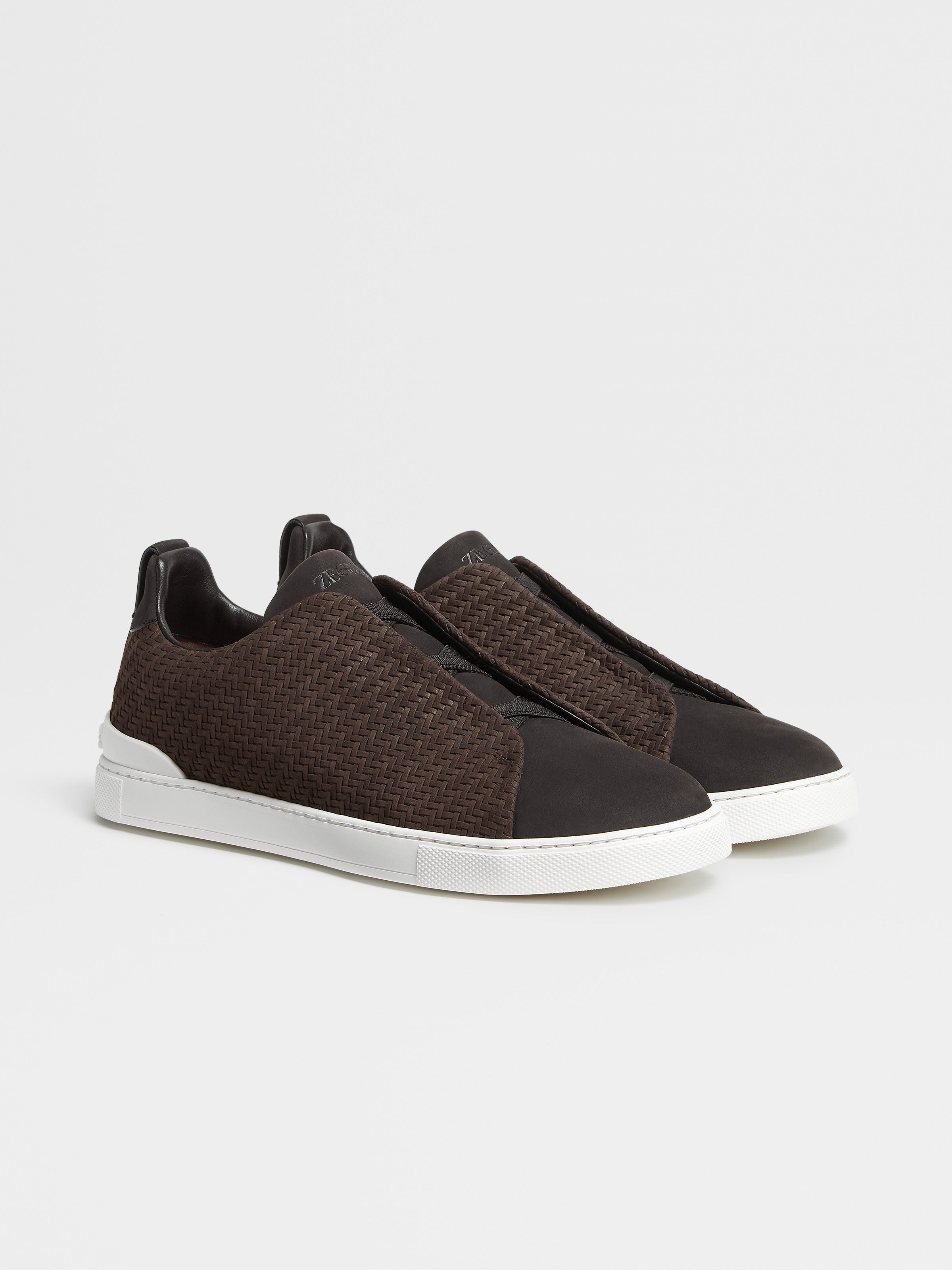 Dark Brown Pelletessuta Nubuck Triple Stitch Sneakers