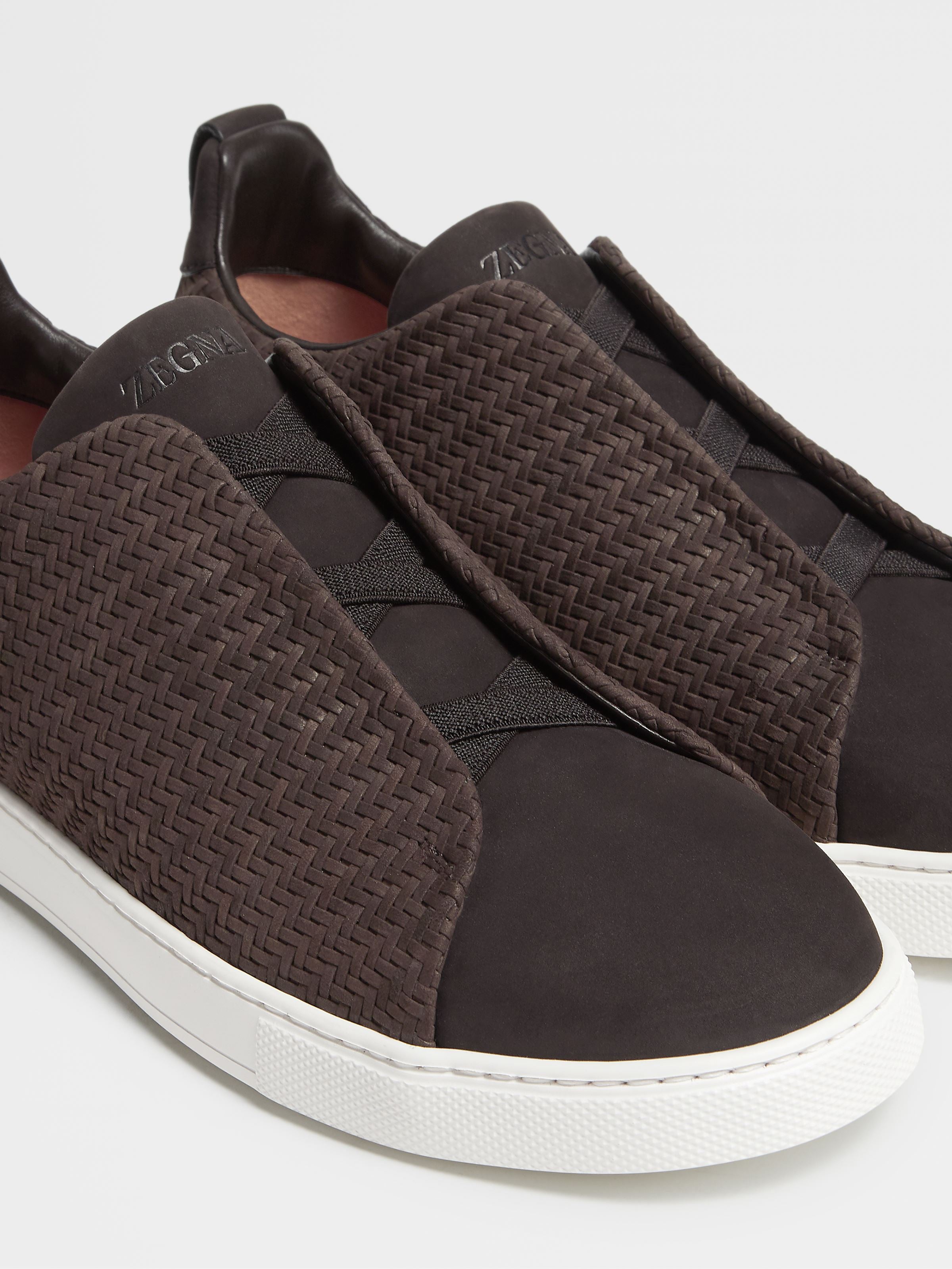 DARK BROWN PELLETESSUTA™ NUBUCK TRIPLE STITCH™ SNEAKERS