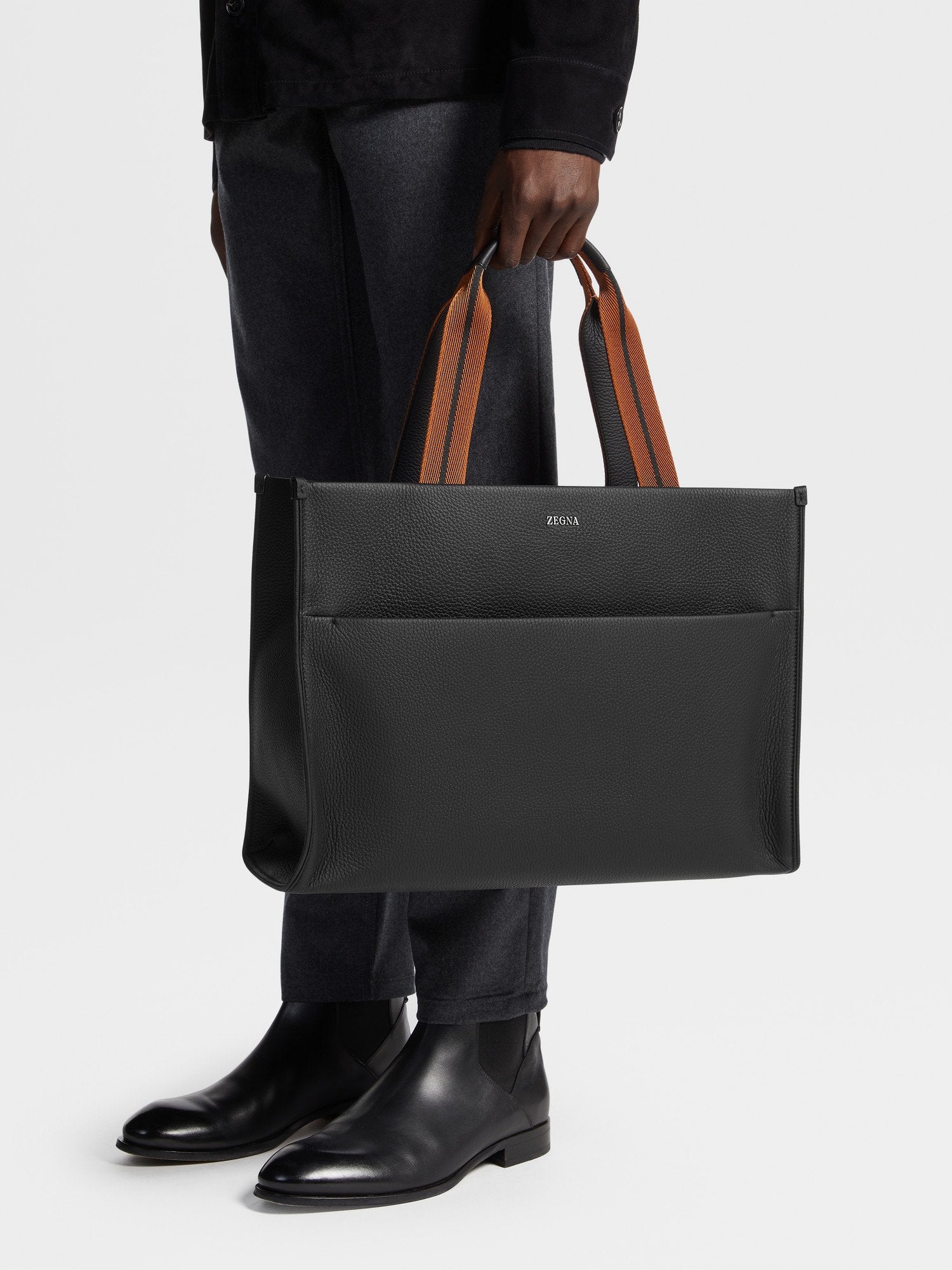 BLACK DEERSKIN TOTE BAG