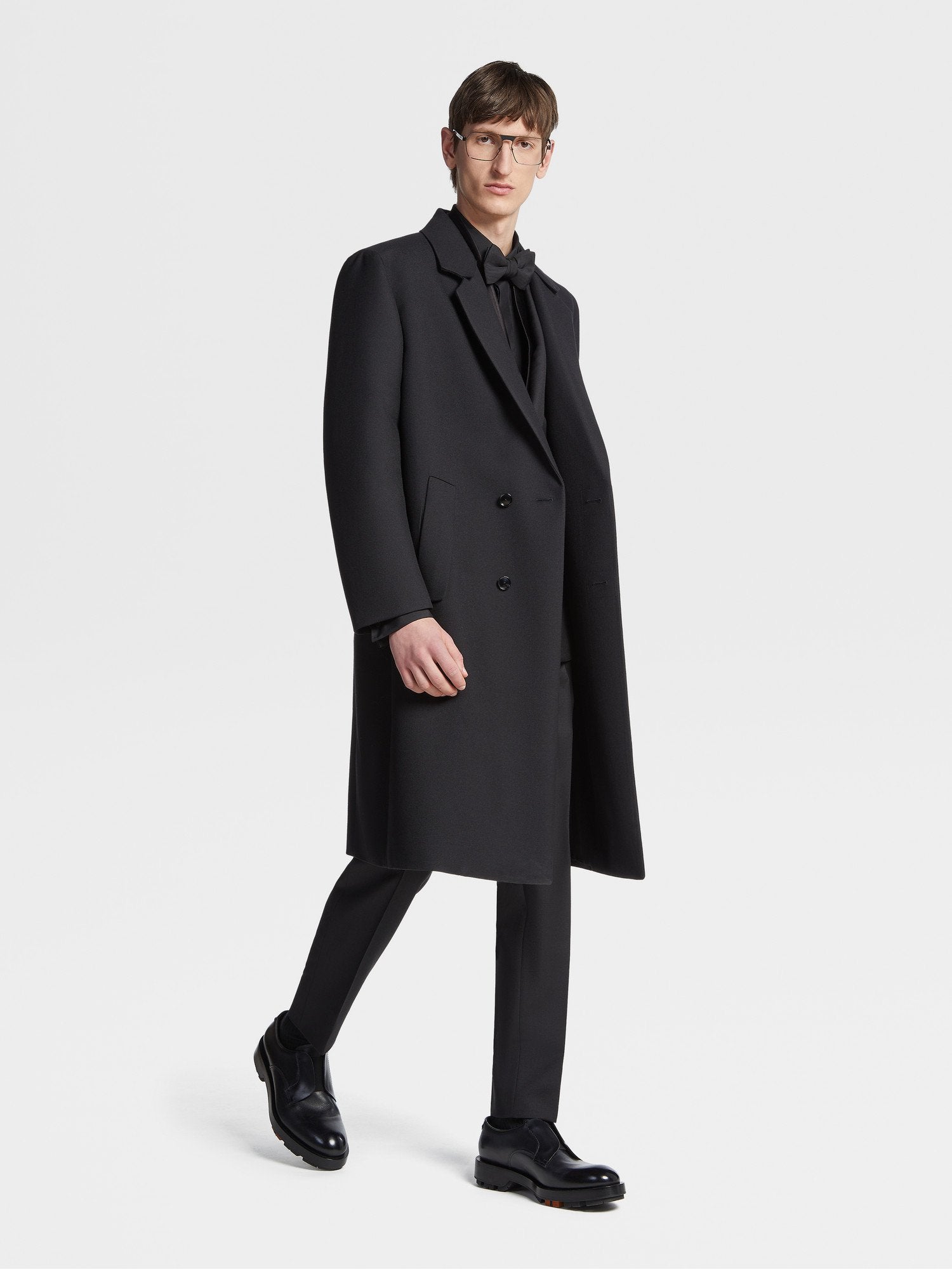 BLACK WOOL BLEND COAT