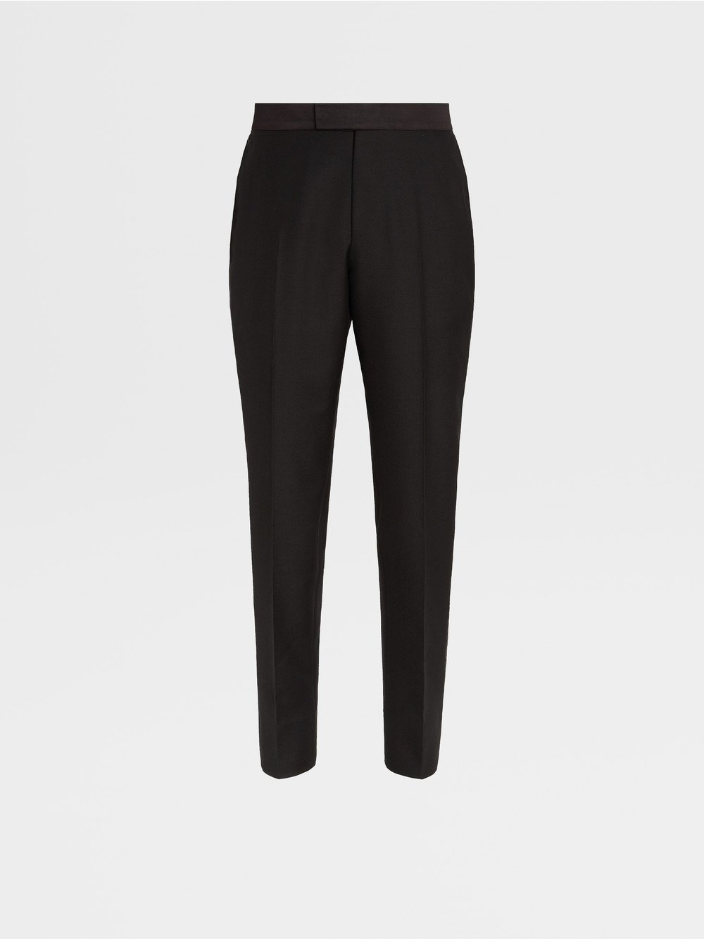 BLACK WOOL AND MOHAIR EVENING PANTS