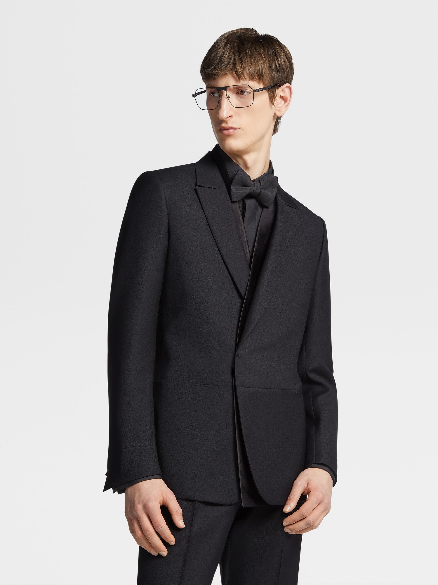 BLACK WOOL AND MOHAIR EVENING JACKET