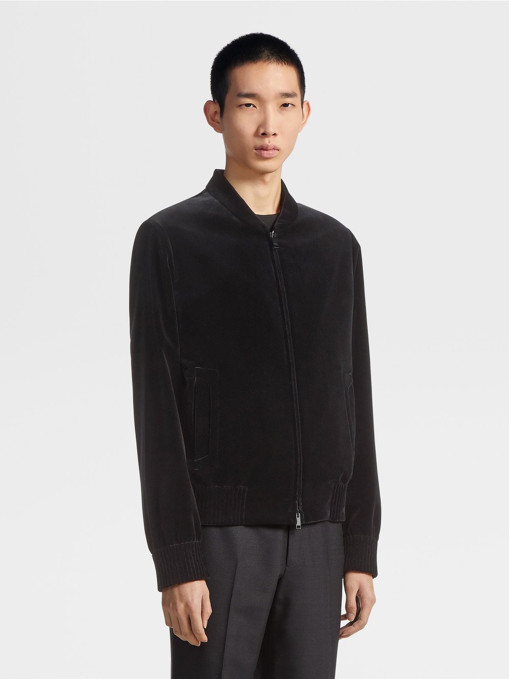 BLACK COTTON EVENING BOMBER