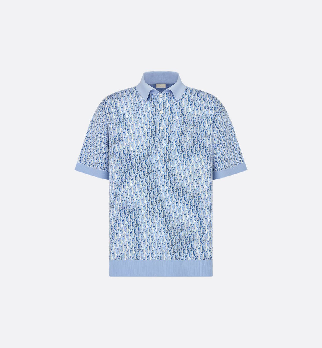 Oblique Polo Shirt Blue Cotton Jacquard