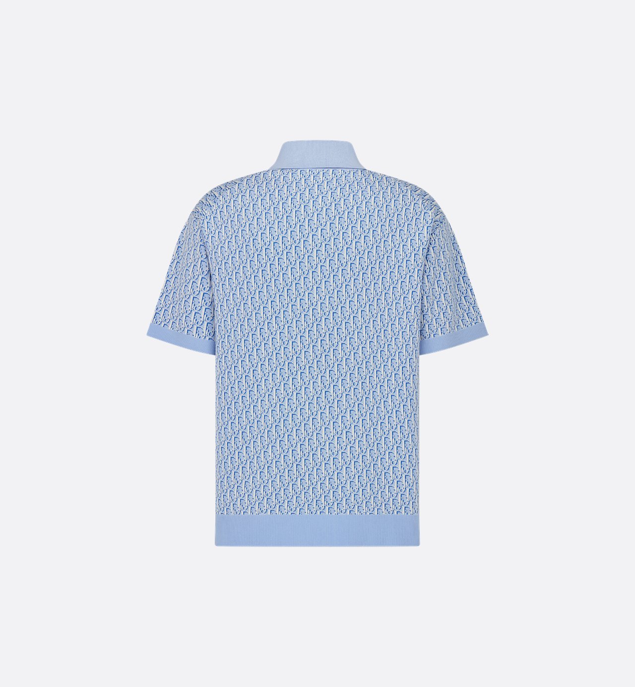 Oblique Polo Shirt Blue Cotton Jacquard