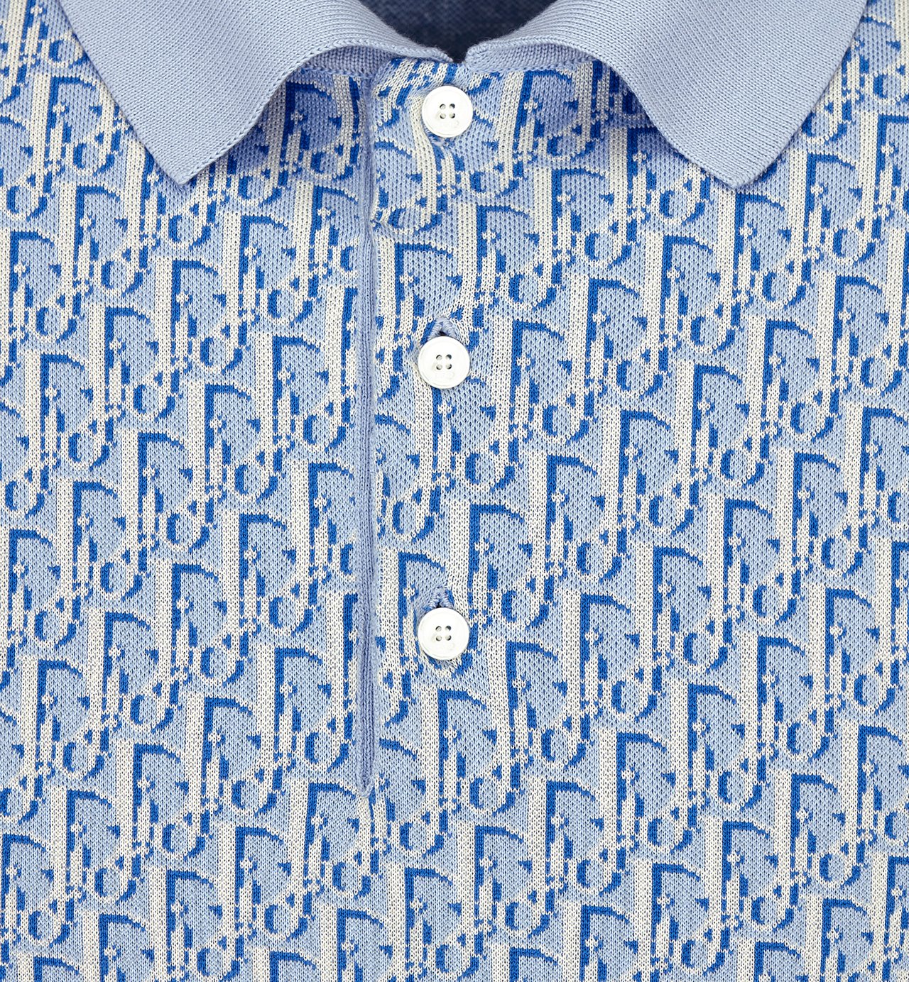 Oblique Polo Shirt Blue Cotton Jacquard