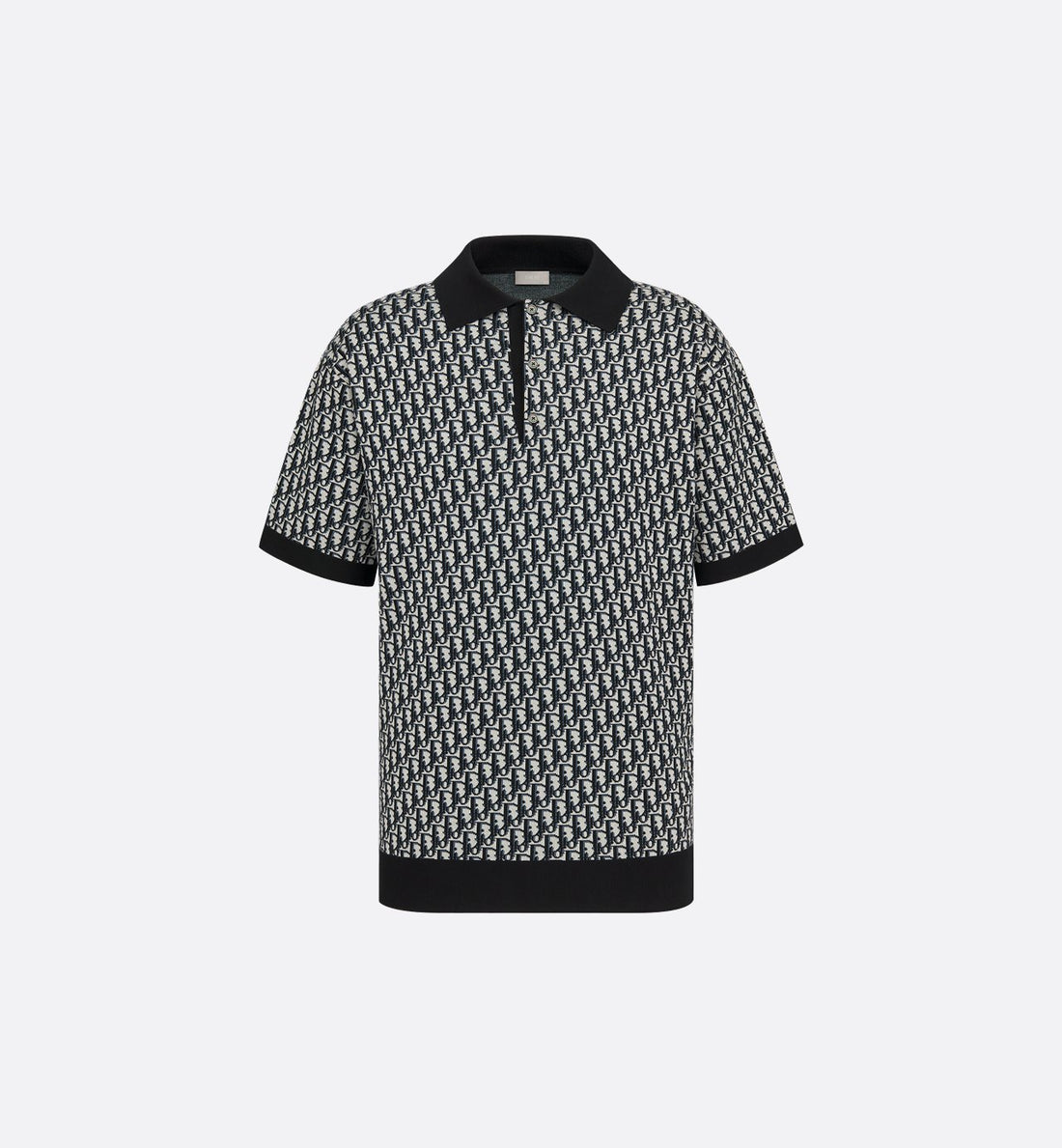 Oblique Polo Shirt Beige, Blue And Black Cotton Jacquard