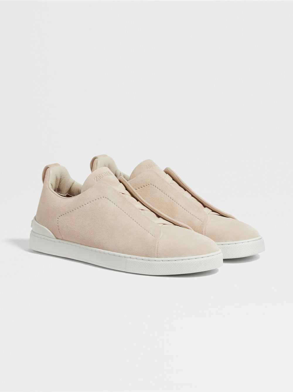 Light Beige Suede Triple Stitch Sneakers