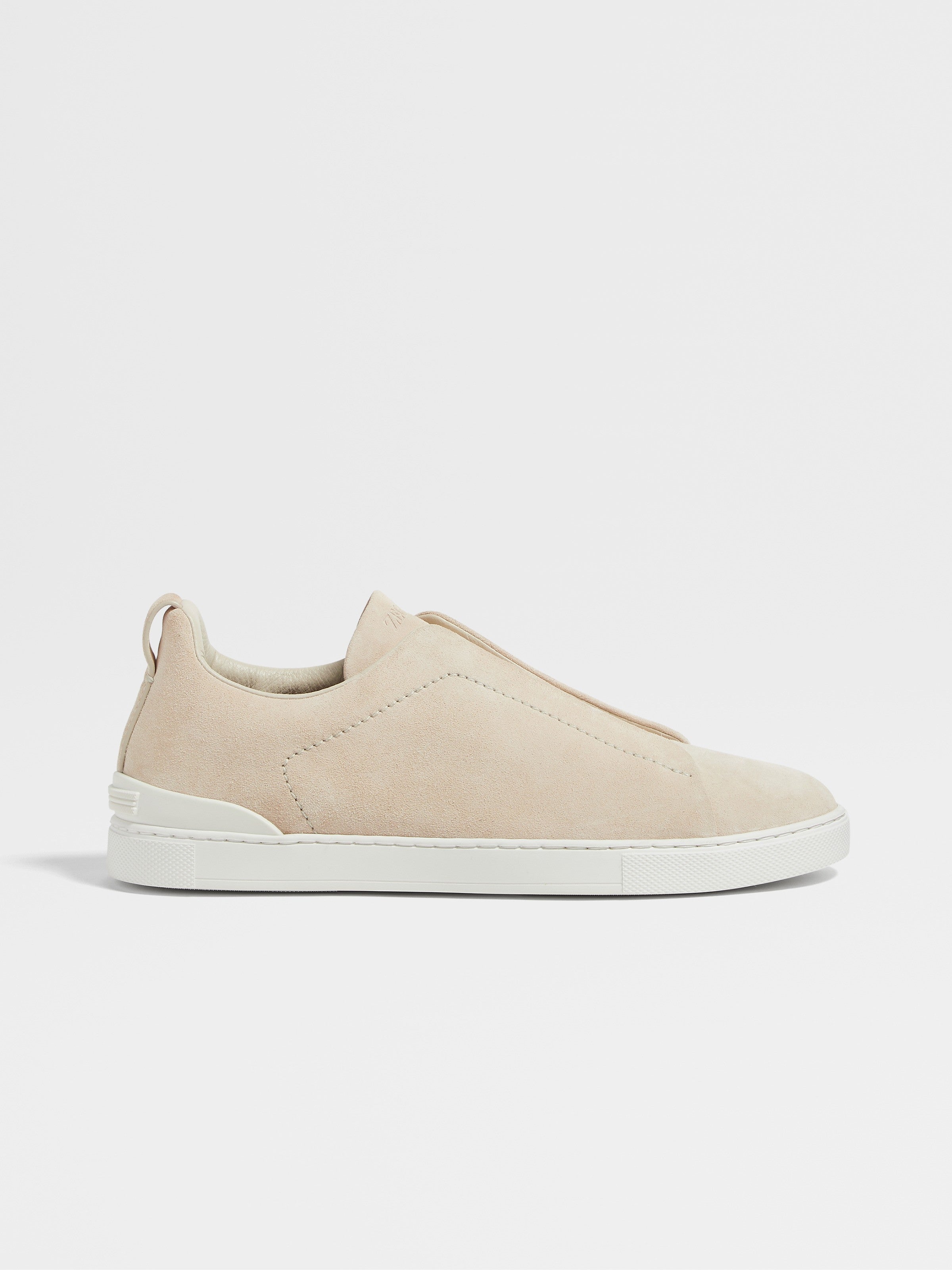 Light Beige Suede Triple Stitch Sneakers