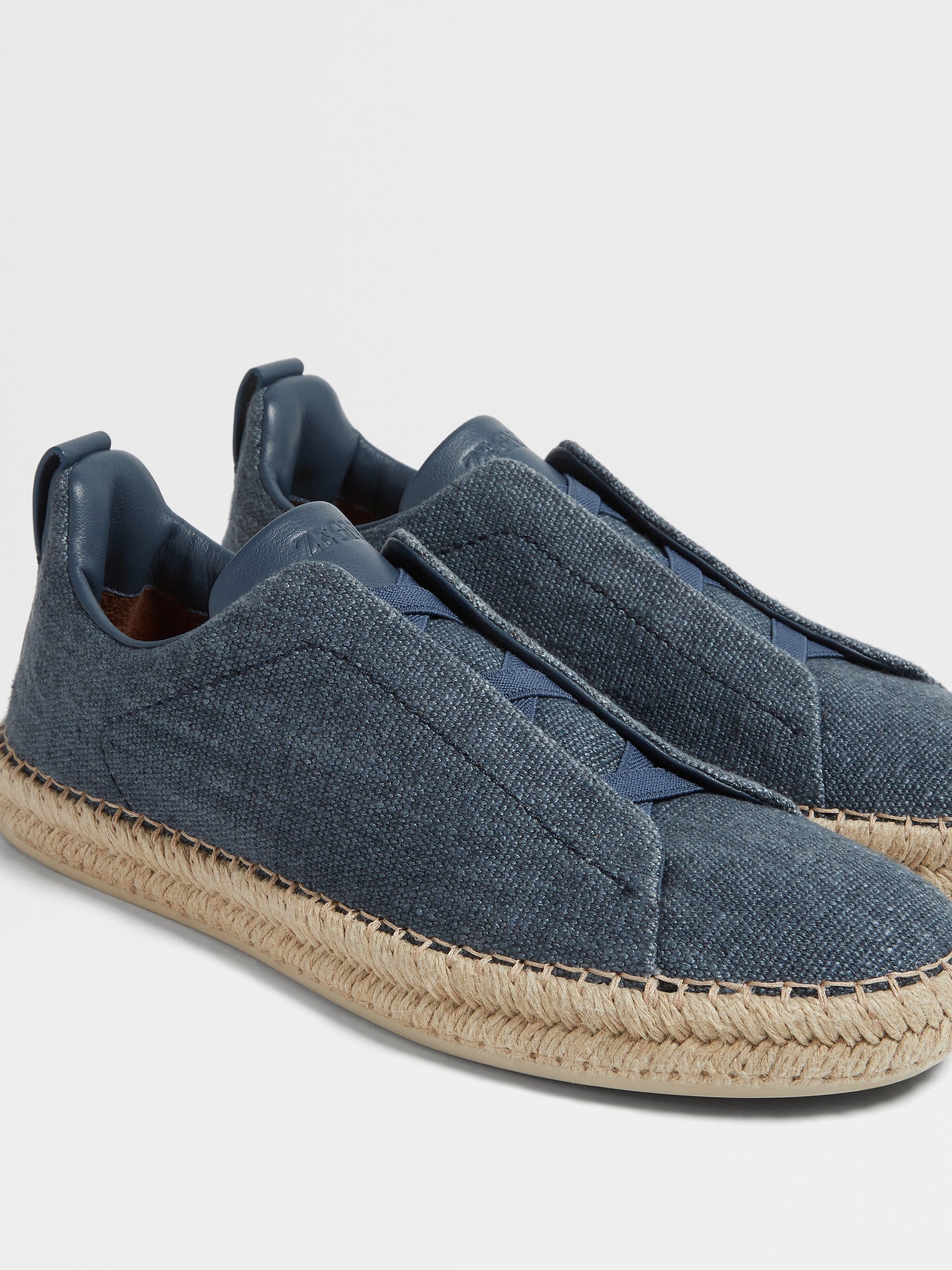 Blue Linen Blend Triple Stitch Espadrilles