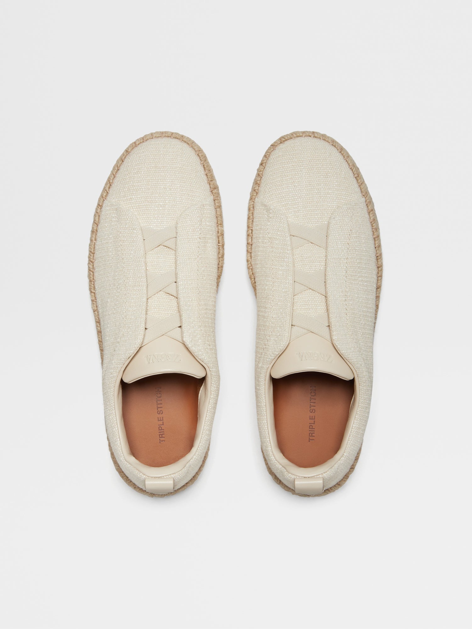 Off White Linen Blend Triple Stitch Espadrilles