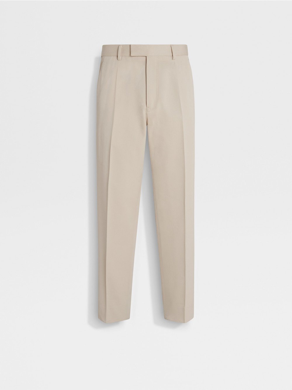 Light Beige Cotton and Wool Pants