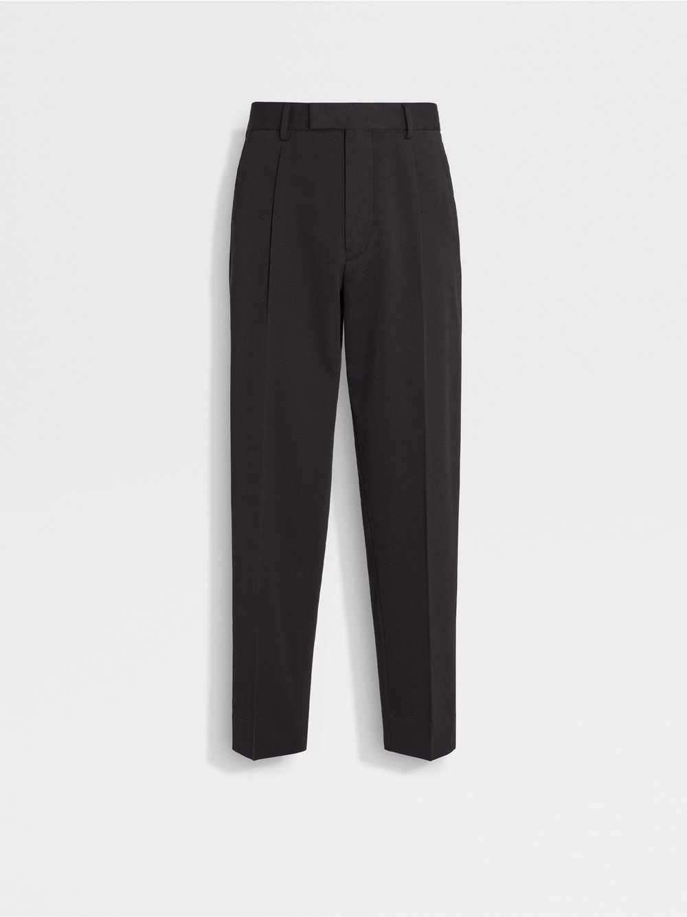 DARK BROWN COTTON AND WOOL PANTS