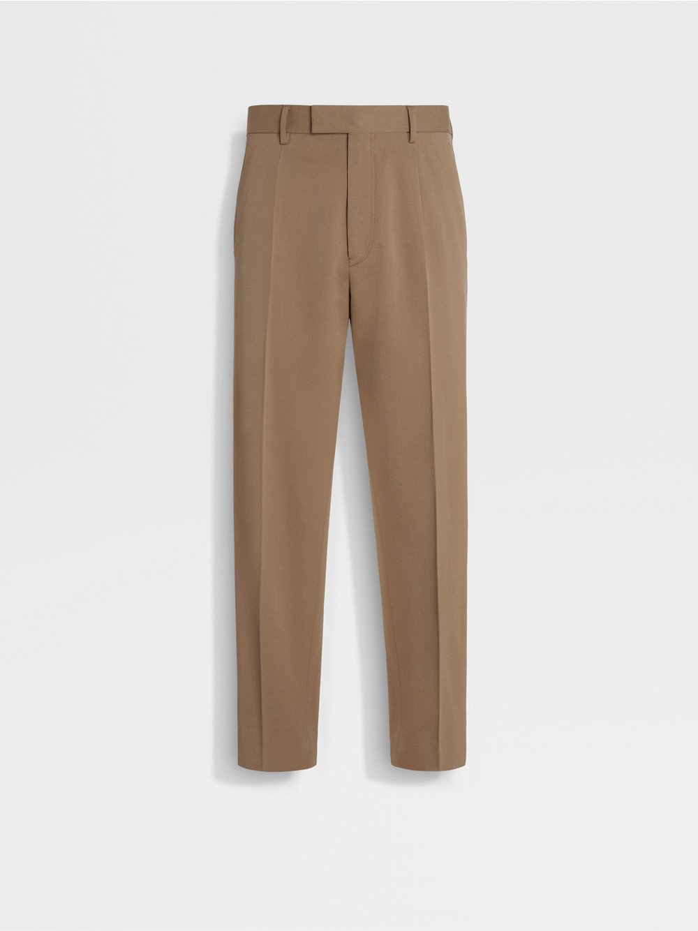 Dark Beige Cotton and Wool Pants