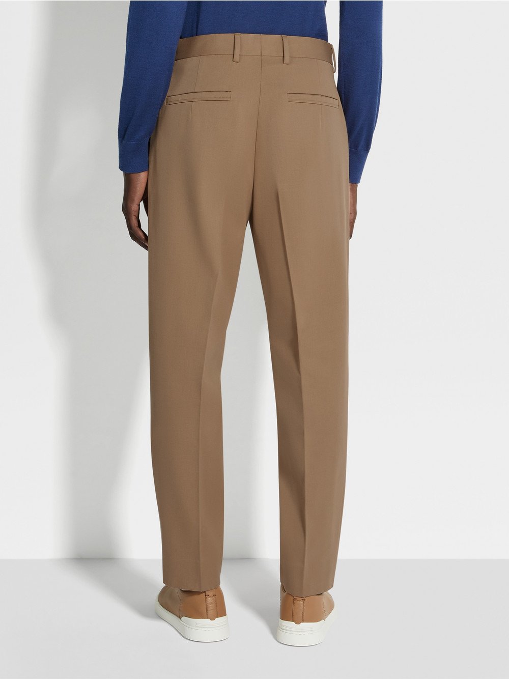 DARK BEIGE COTTON AND WOOL PANTS