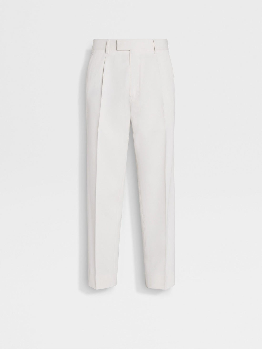 WHITE COTTON AND WOOL PANTS