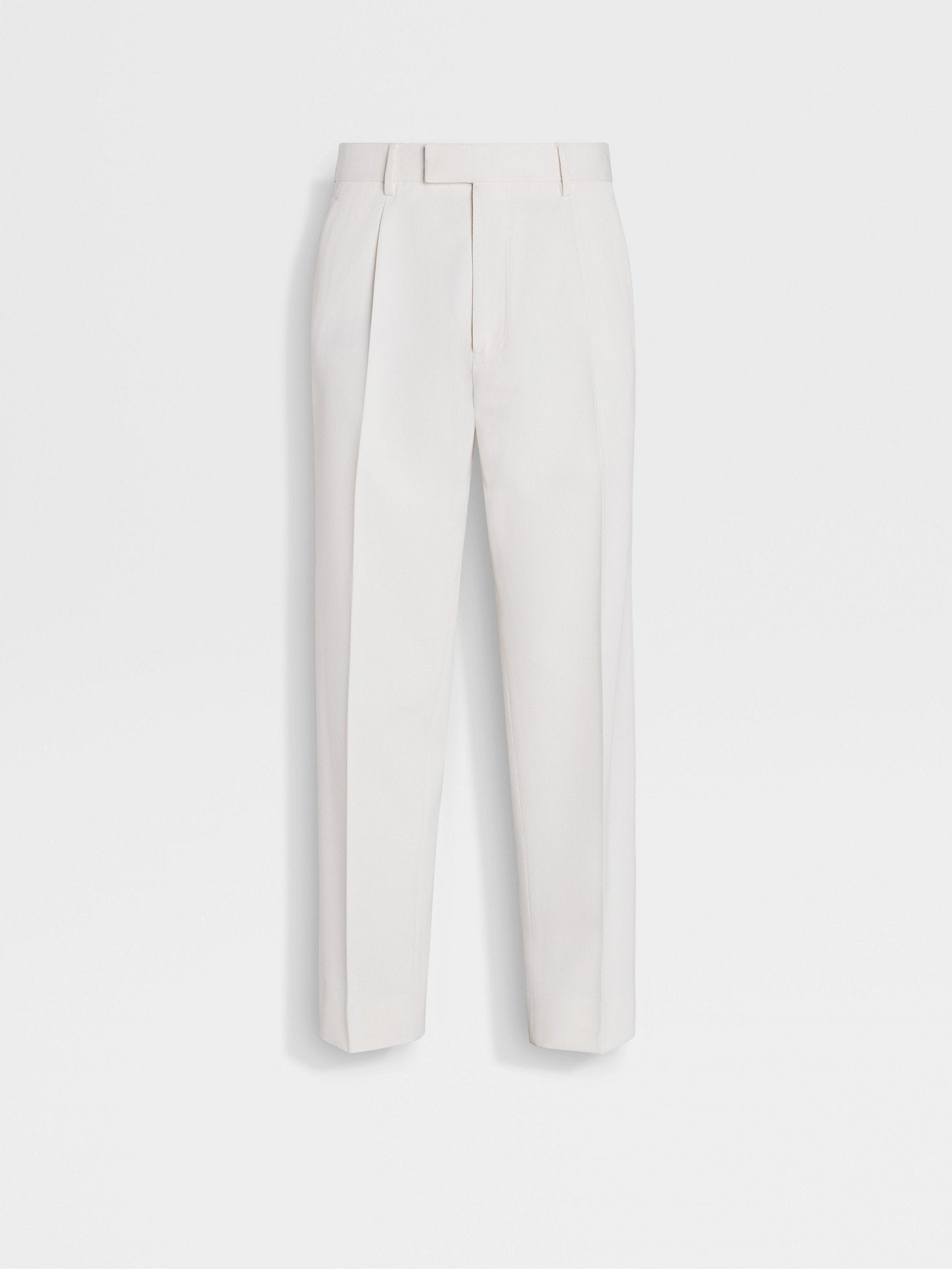 WHITE COTTON AND WOOL PANTS