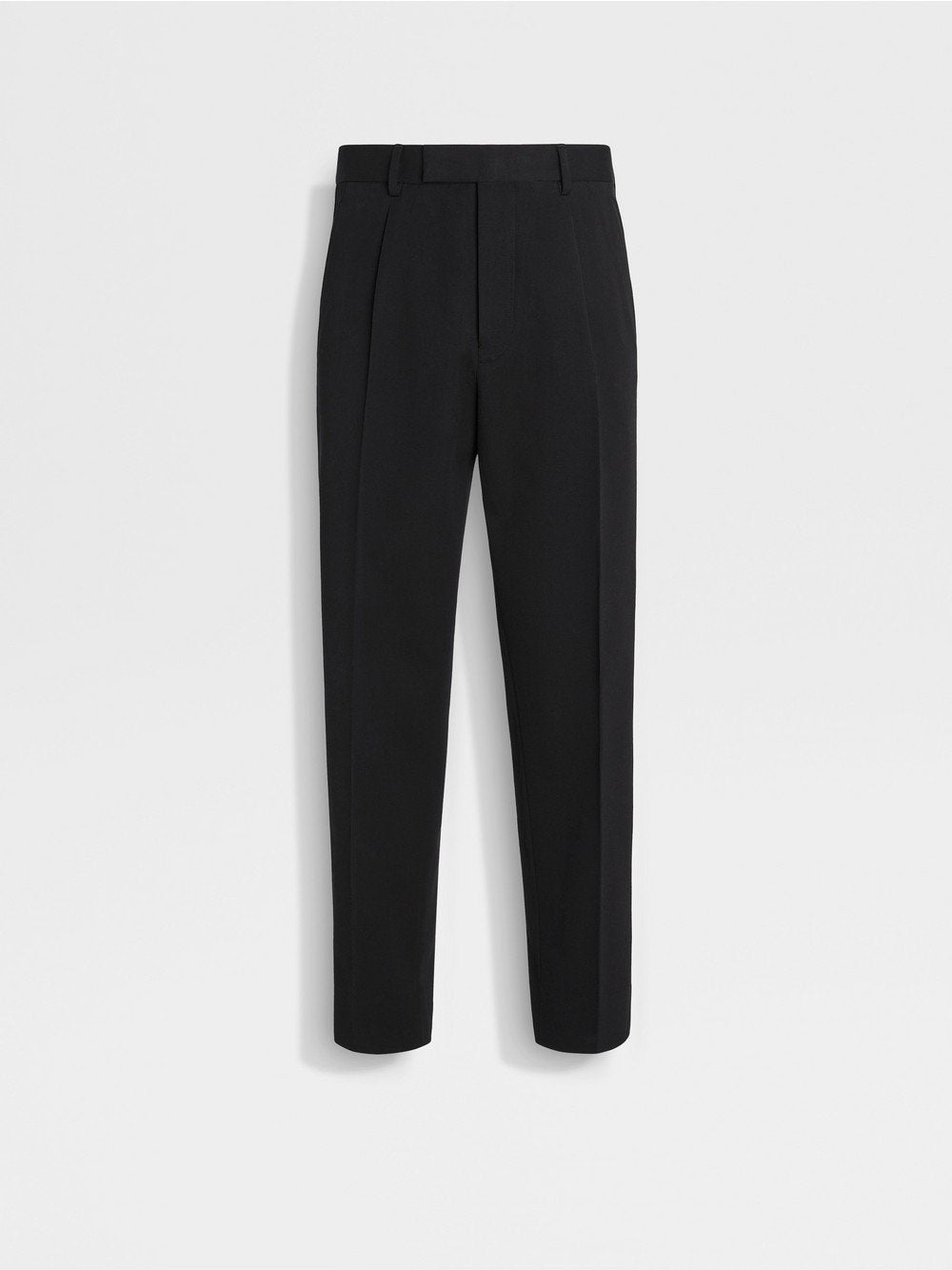 BLACK COTTON AND WOOL PANTS