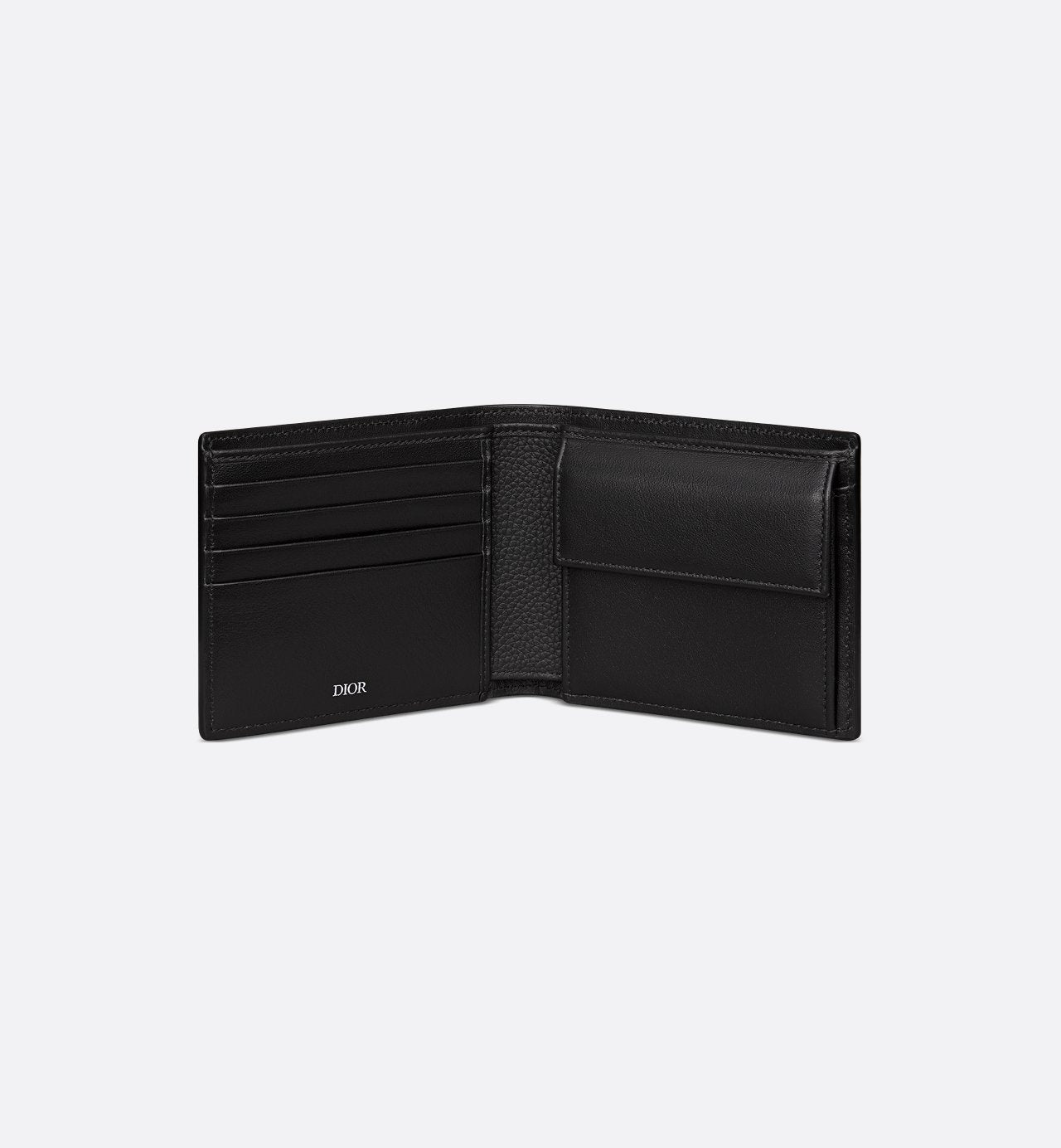 Saddle Bifold Wallet Black Grained Calfskin Marquetry