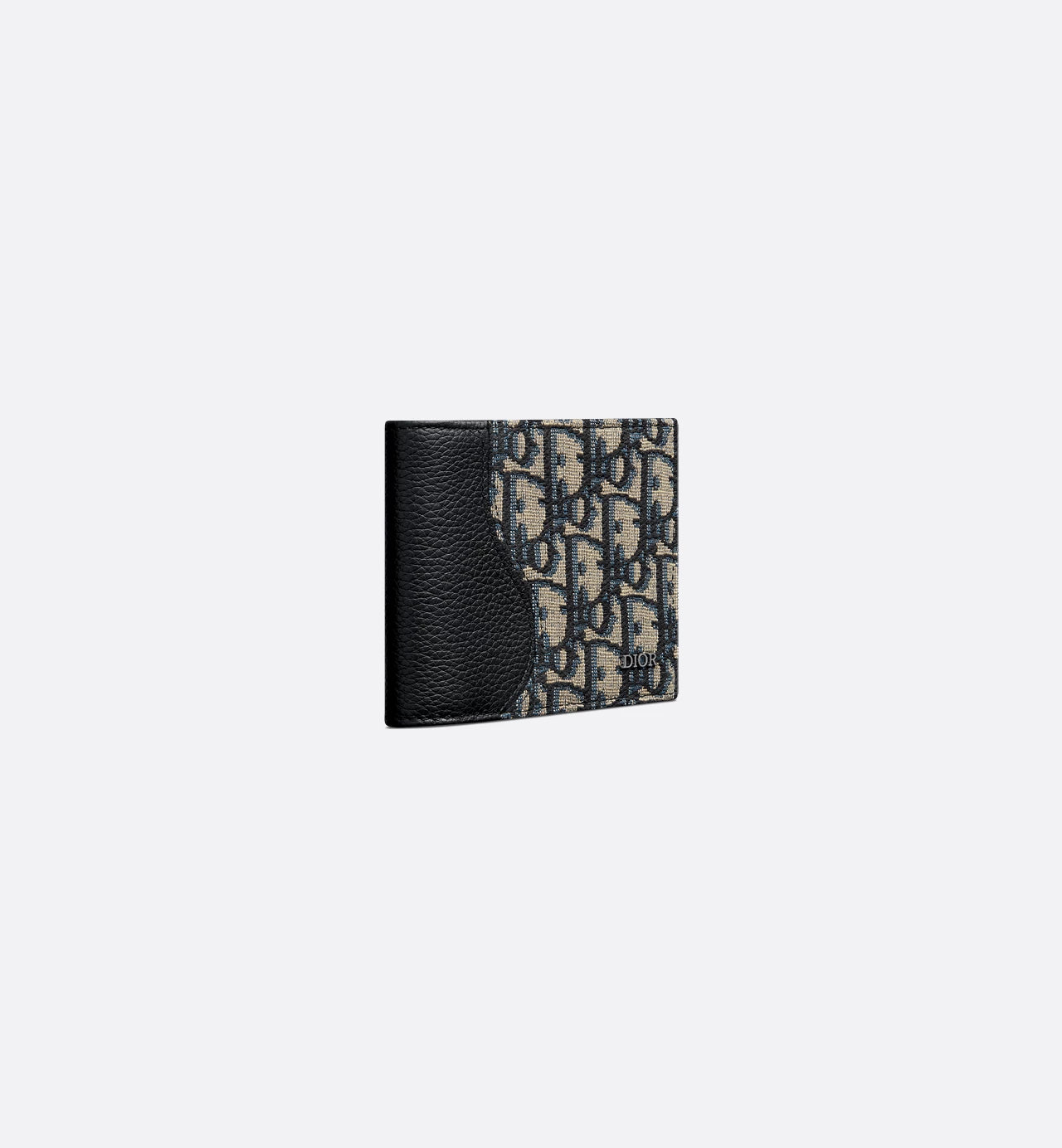 Saddle Bifold Wallet Black Grained Calfskin Marquetry With Beige And Black Dior Oblique Jacquard