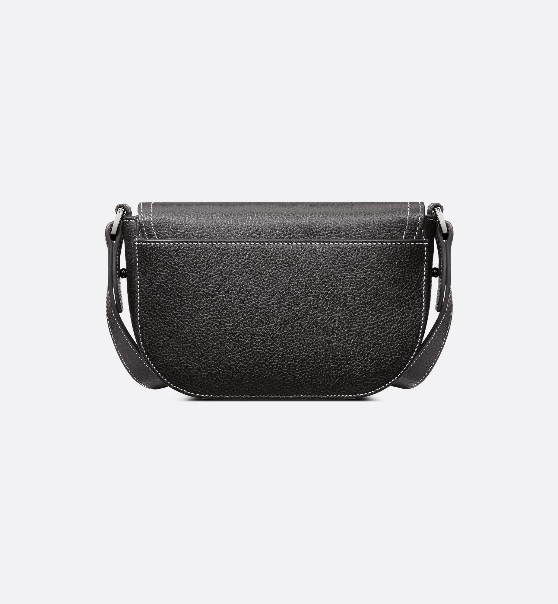 Mini Saddle Messenger Bag With Flap Black Grained Calfskin