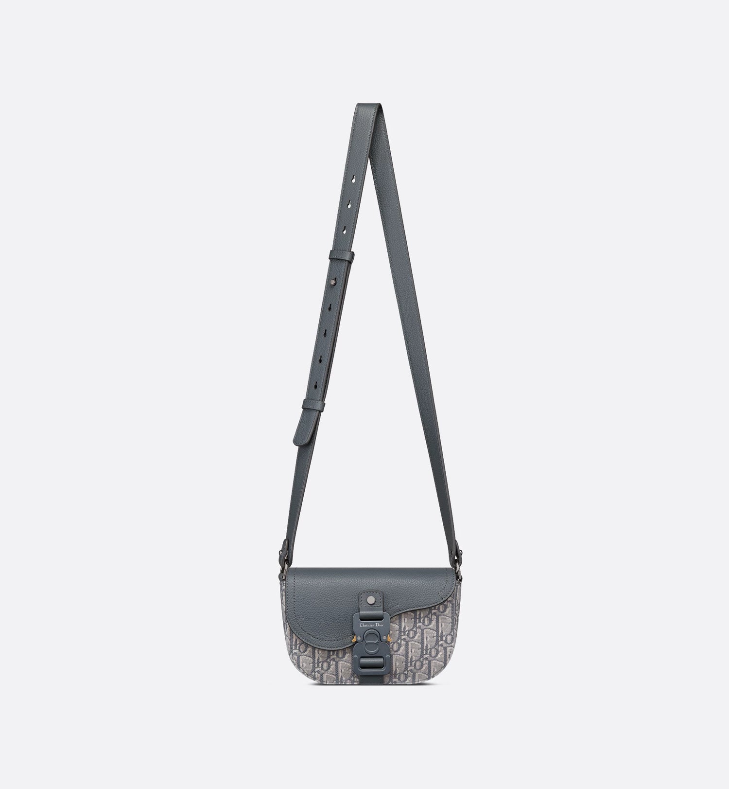 Mini Saddle Messenger Bag With Flap Deep Gray Dior Oblique Jacquard And Deep Gray Grained Calfskin