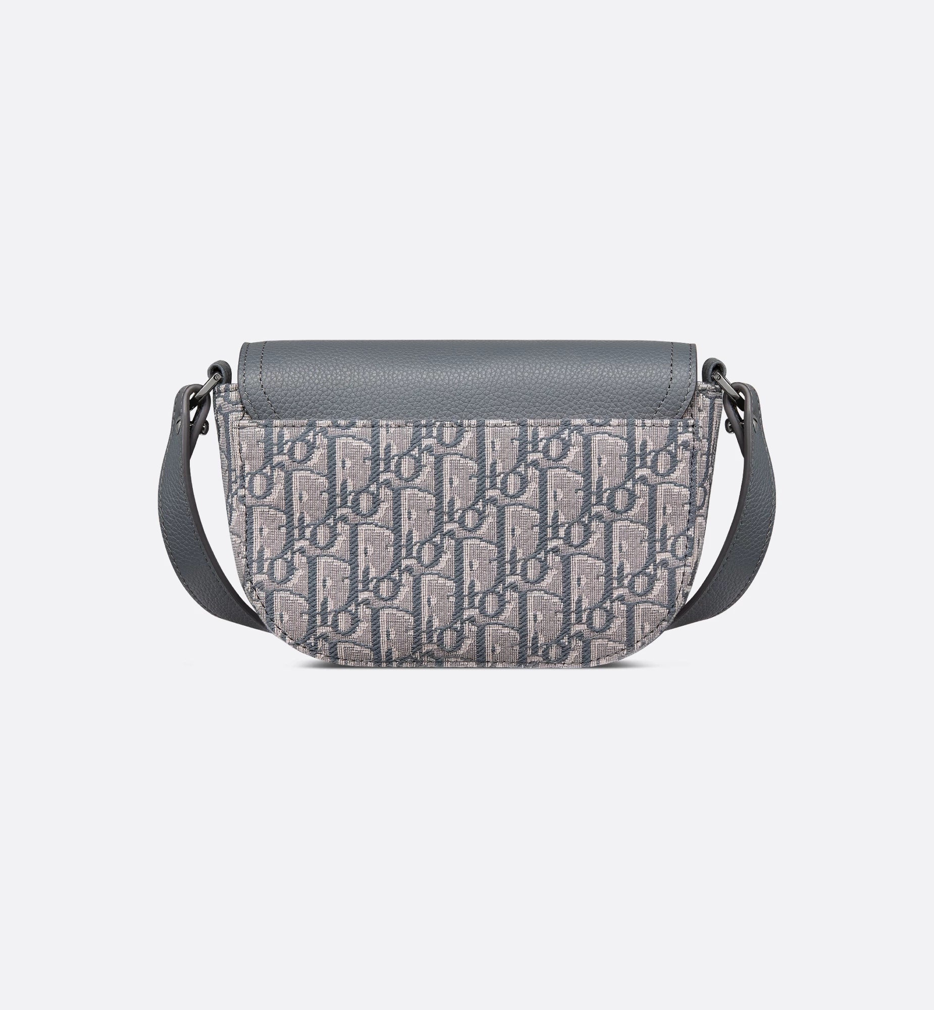 Mini Saddle Messenger Bag With Flap Deep Gray Dior Oblique Jacquard And Deep Gray Grained Calfskin