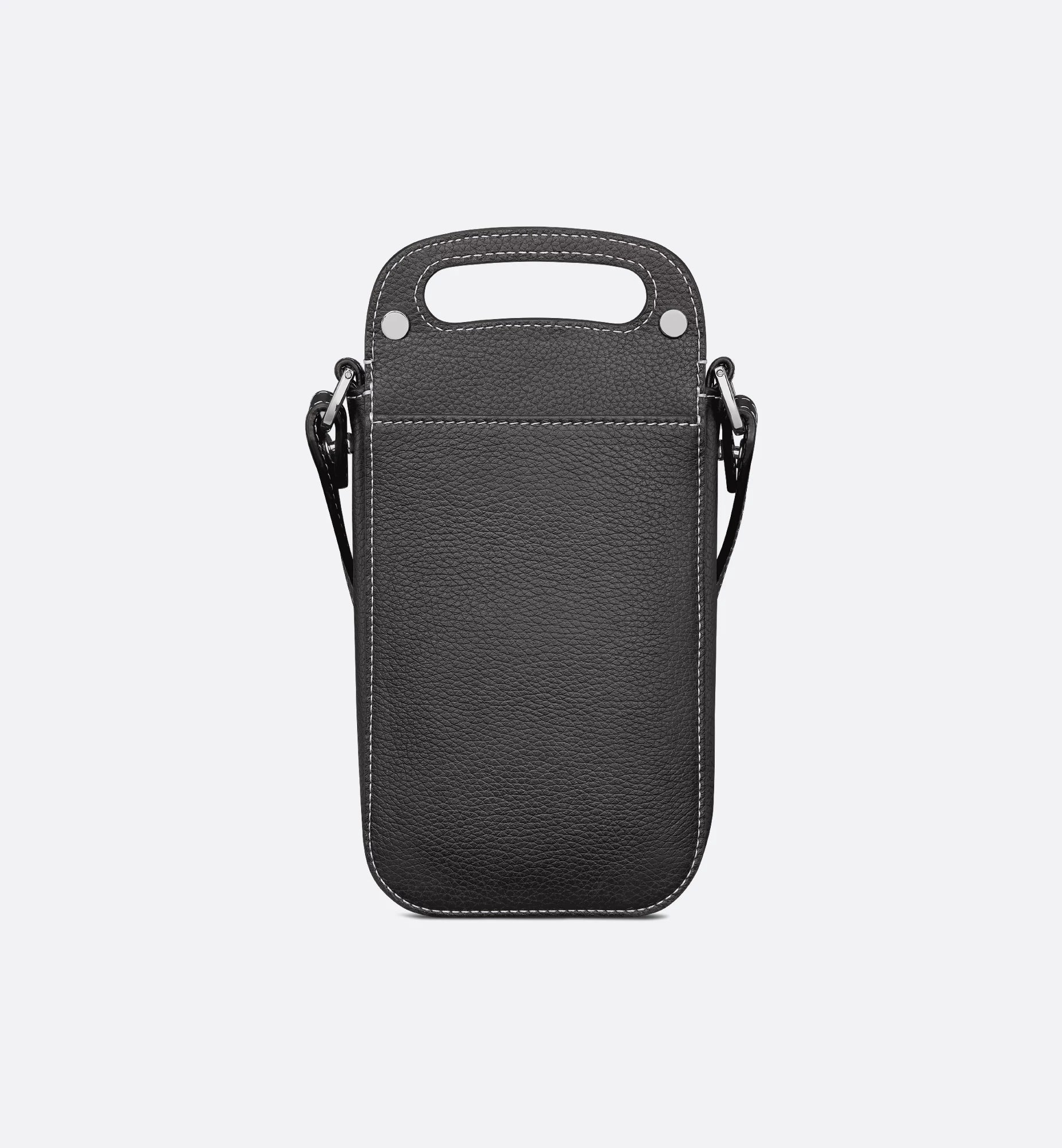 Saddle Vertical Pouch With Strap Black Grained Calfskin