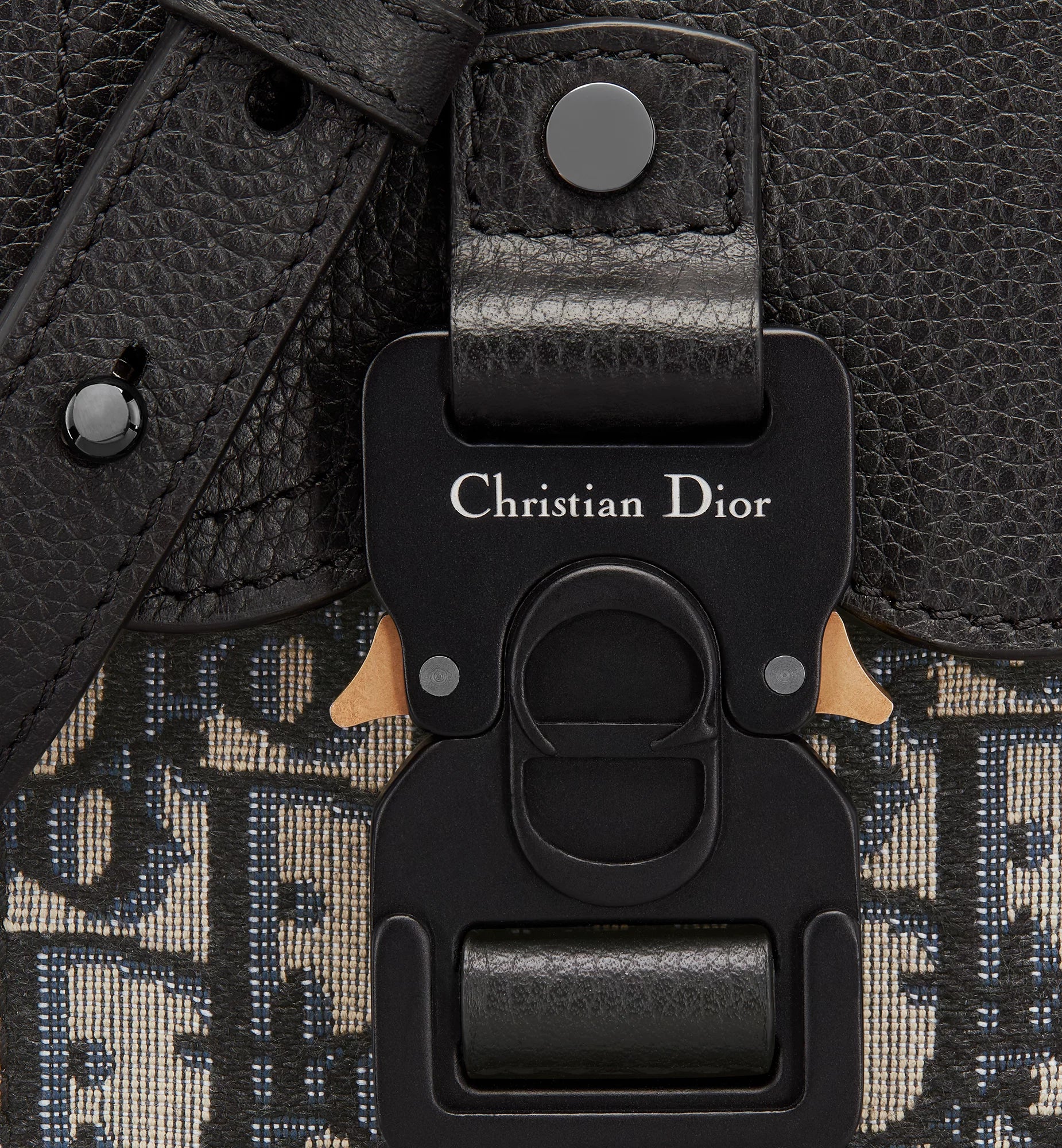 Saddle Vertical Pouch With Strap Beige And Black Dior Oblique Jacquard With Black Grained Calfskin