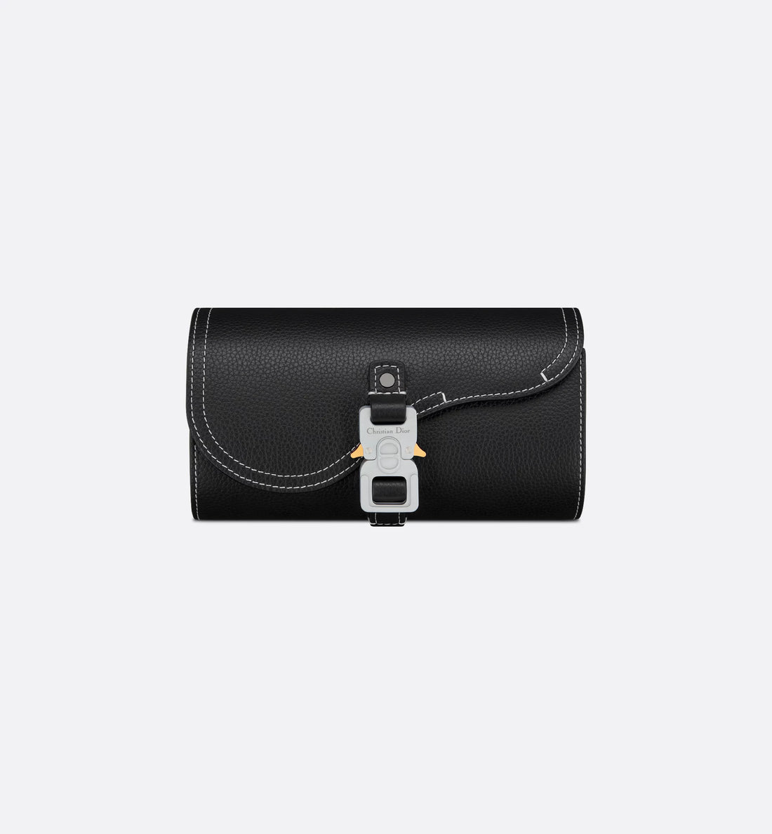 Saddle Watch Case Black Grained Calfskin