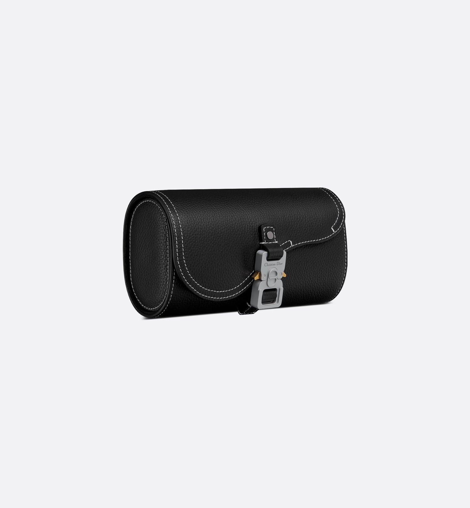 Saddle Watch Case Black Grained Calfskin