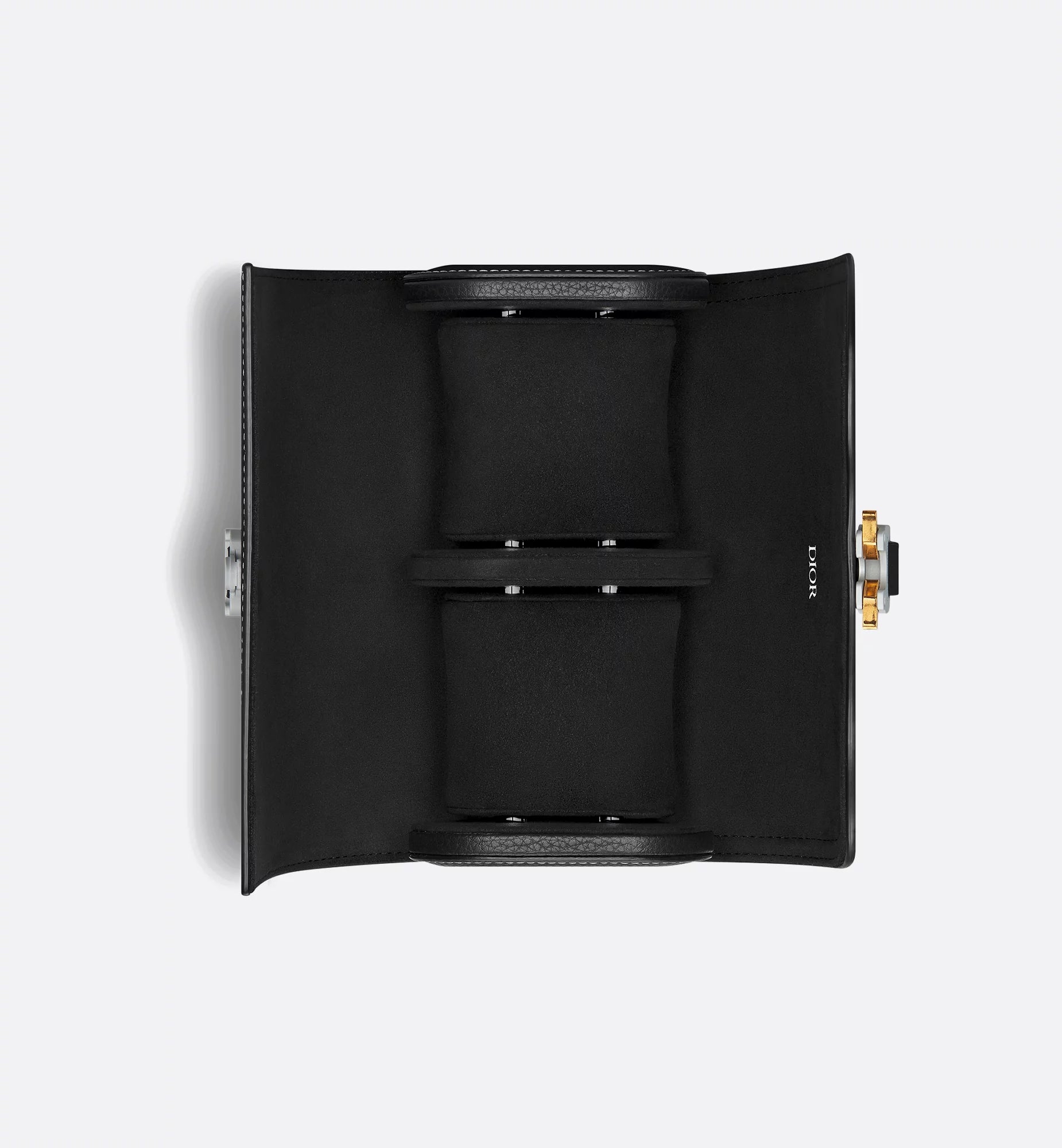 Saddle Watch Case Black Grained Calfskin