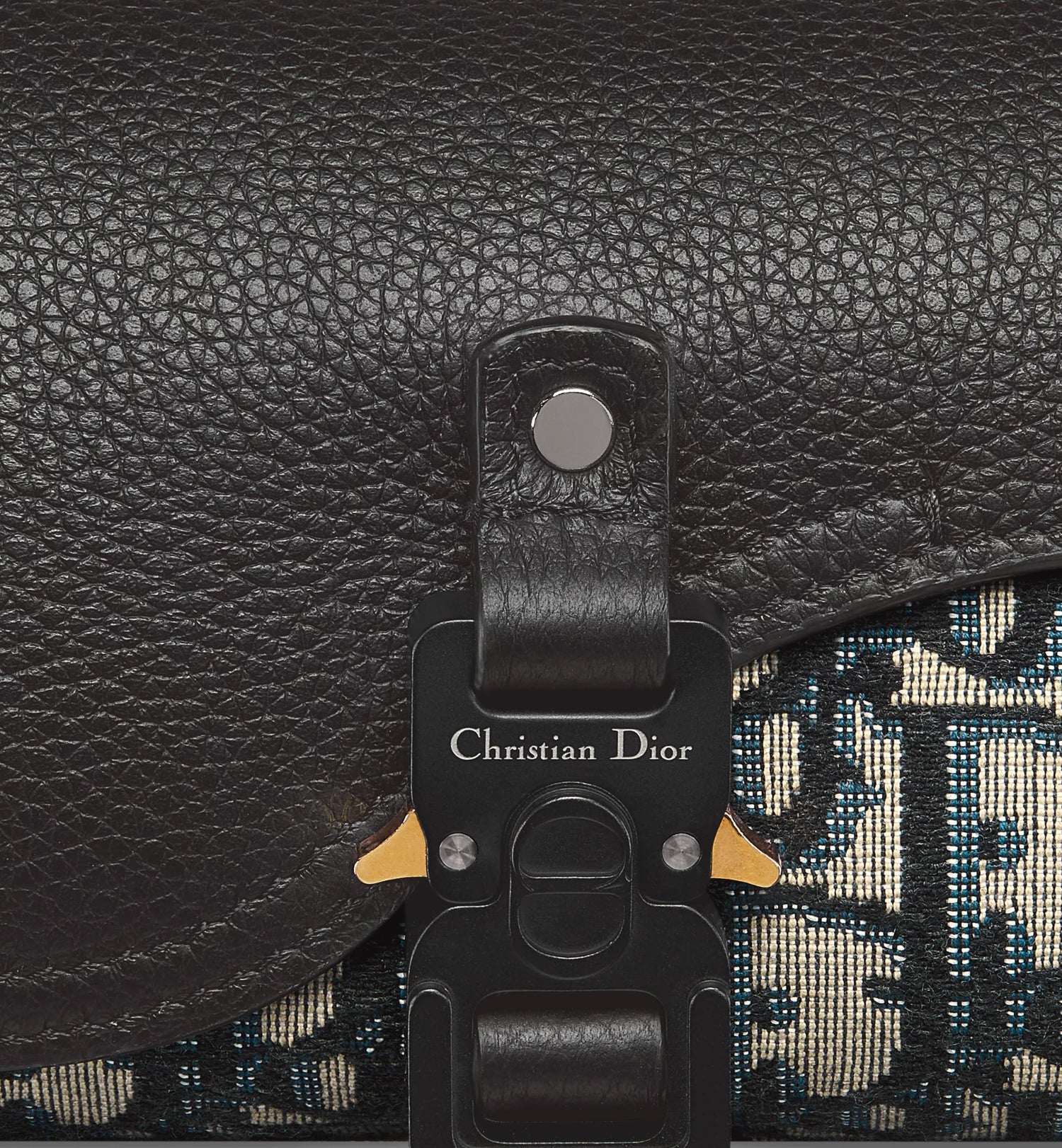 Saddle Watch Case Beige And Black Dior Oblique Jacquard With Black Grained Calfskin