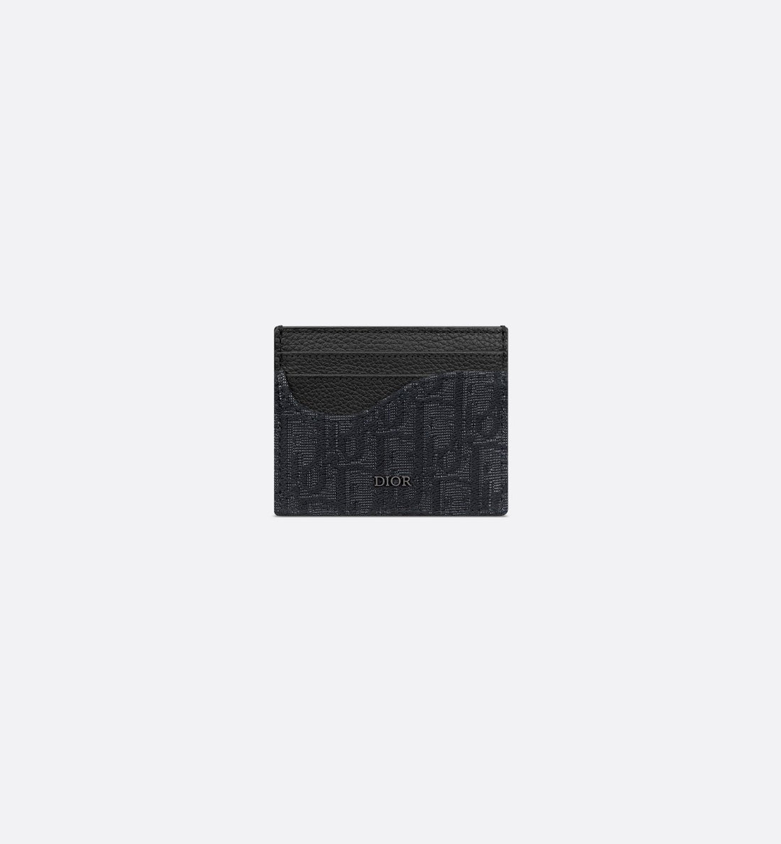 Saddle Card Holder Black Grained Calfskin Marquetry And Black Dior Oblique Jacquard