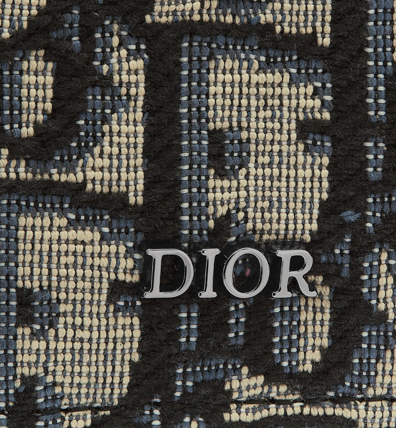 Saddle Card Holder Black Grained Calfskin Marquetry With Beige And Black Dior Oblique Jacquard