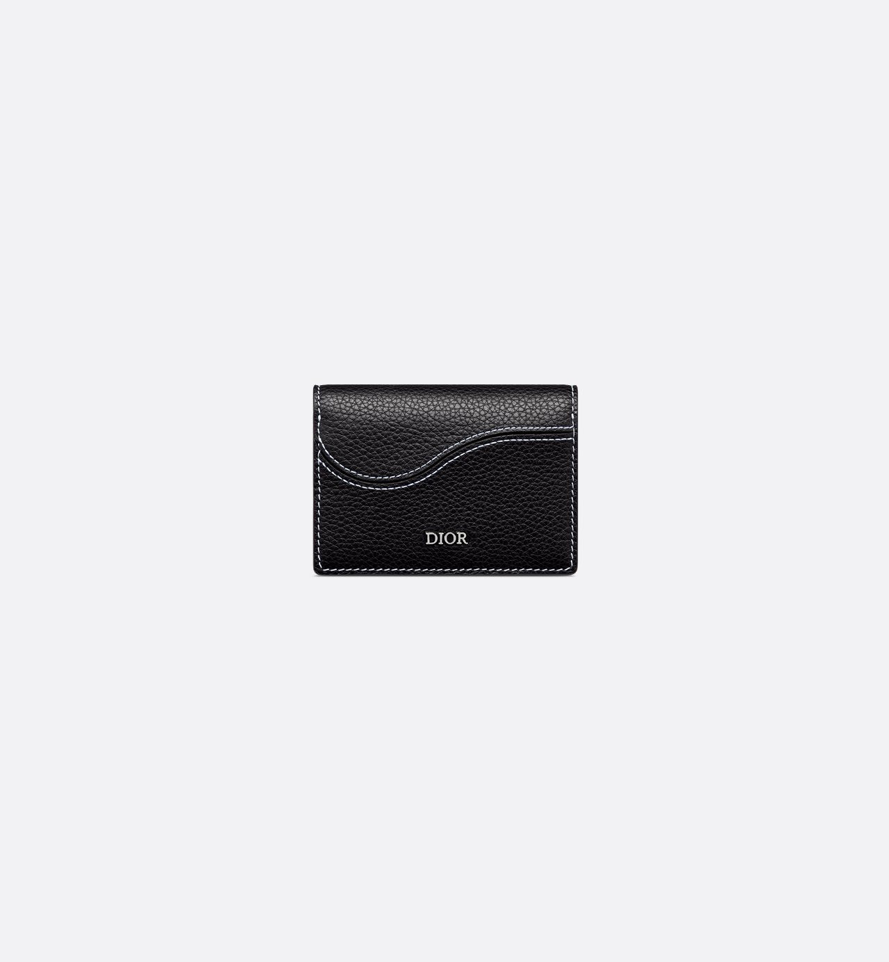 Saddle Business Card Holder Black Grained Calfskin Marquetry