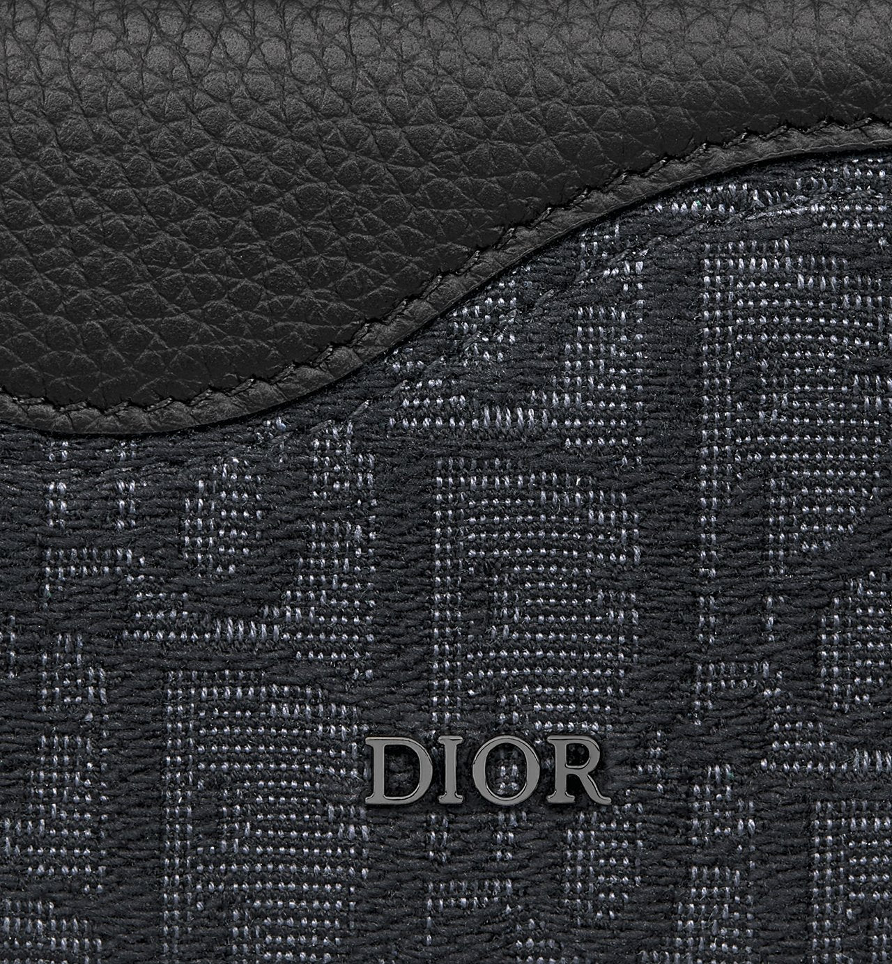 Saddle Business Card Holder Black Grained Calfskin Marquetry And Black Dior Oblique Jacquard