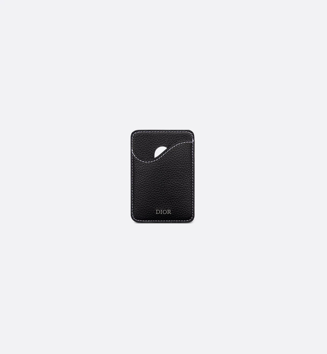 Saddle Magnetic Card Holder Black Grained Calfskin