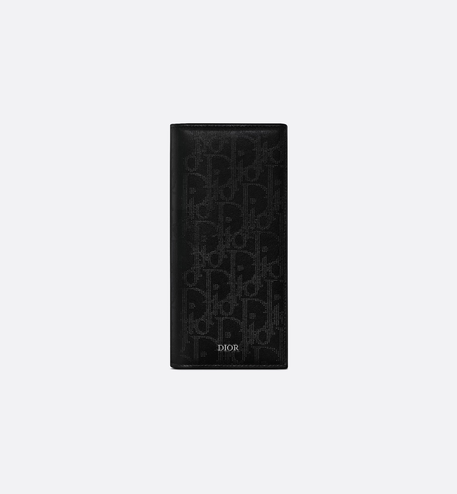 Vertical Bifold Wallet Black Dior Oblique Galaxy Calfskin