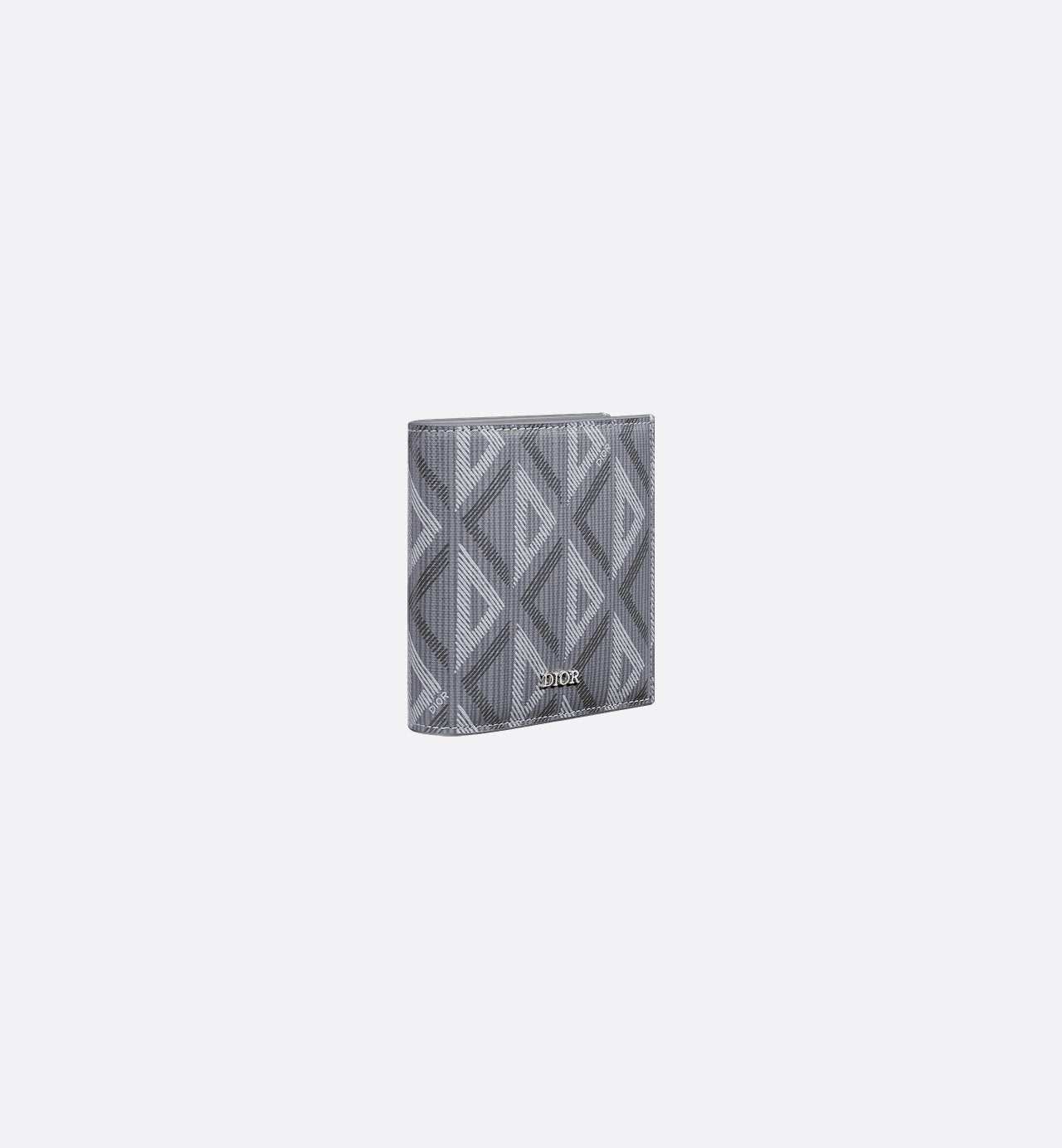 Compact Vertical Wallet Dior Gray Coated Cotton Canvas With Cd Diamond Print