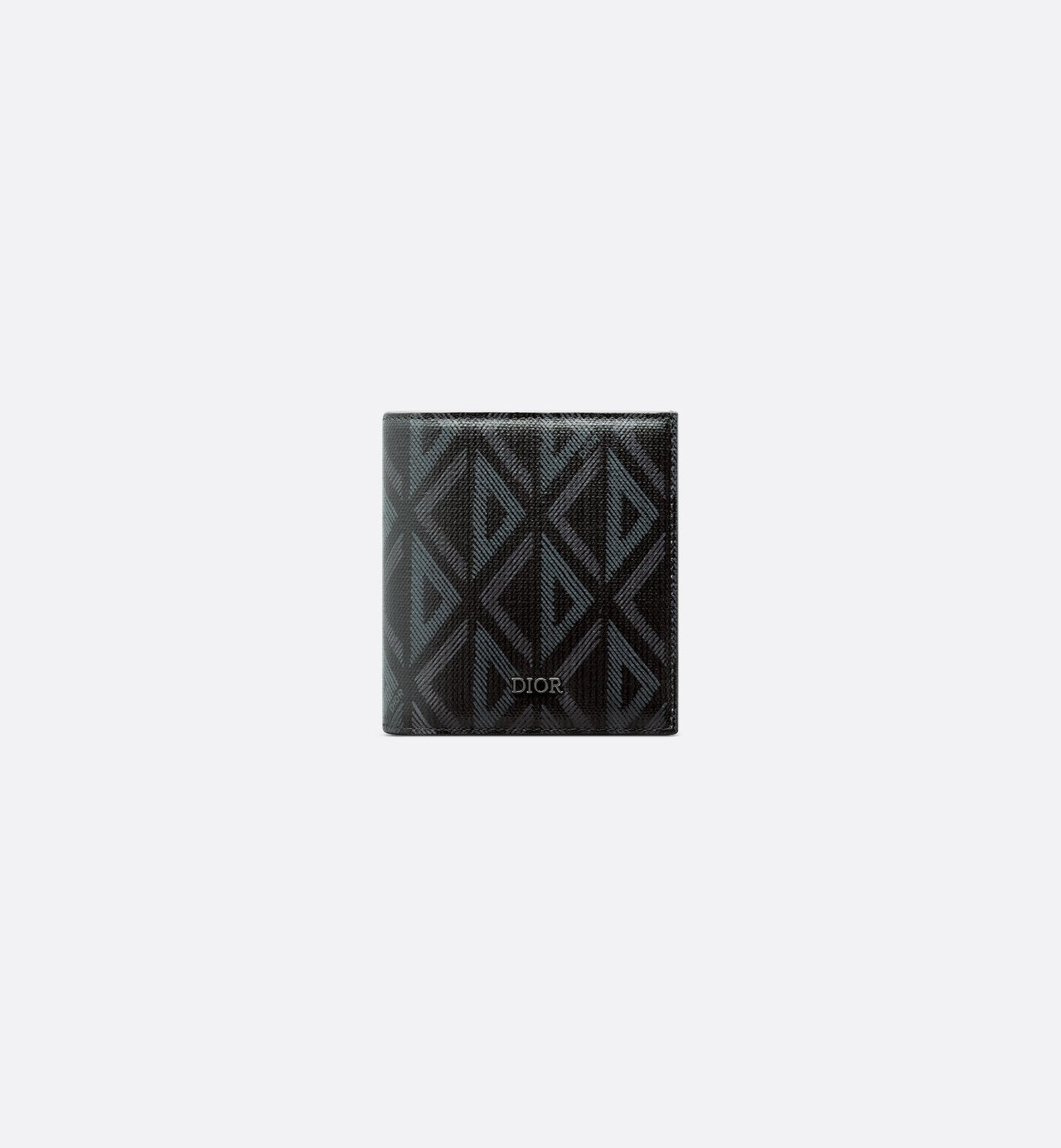 Compact Vertical Wallet Black Coated Cotton Canvas With Cd Diamond Print