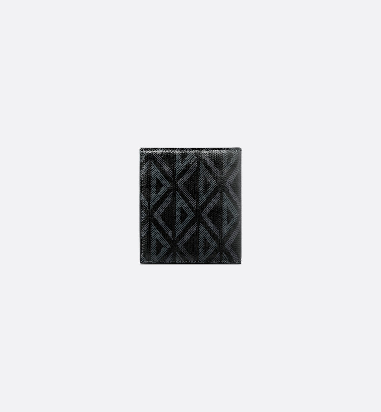 Compact Vertical Wallet Black Coated Cotton Canvas With Cd Diamond Print