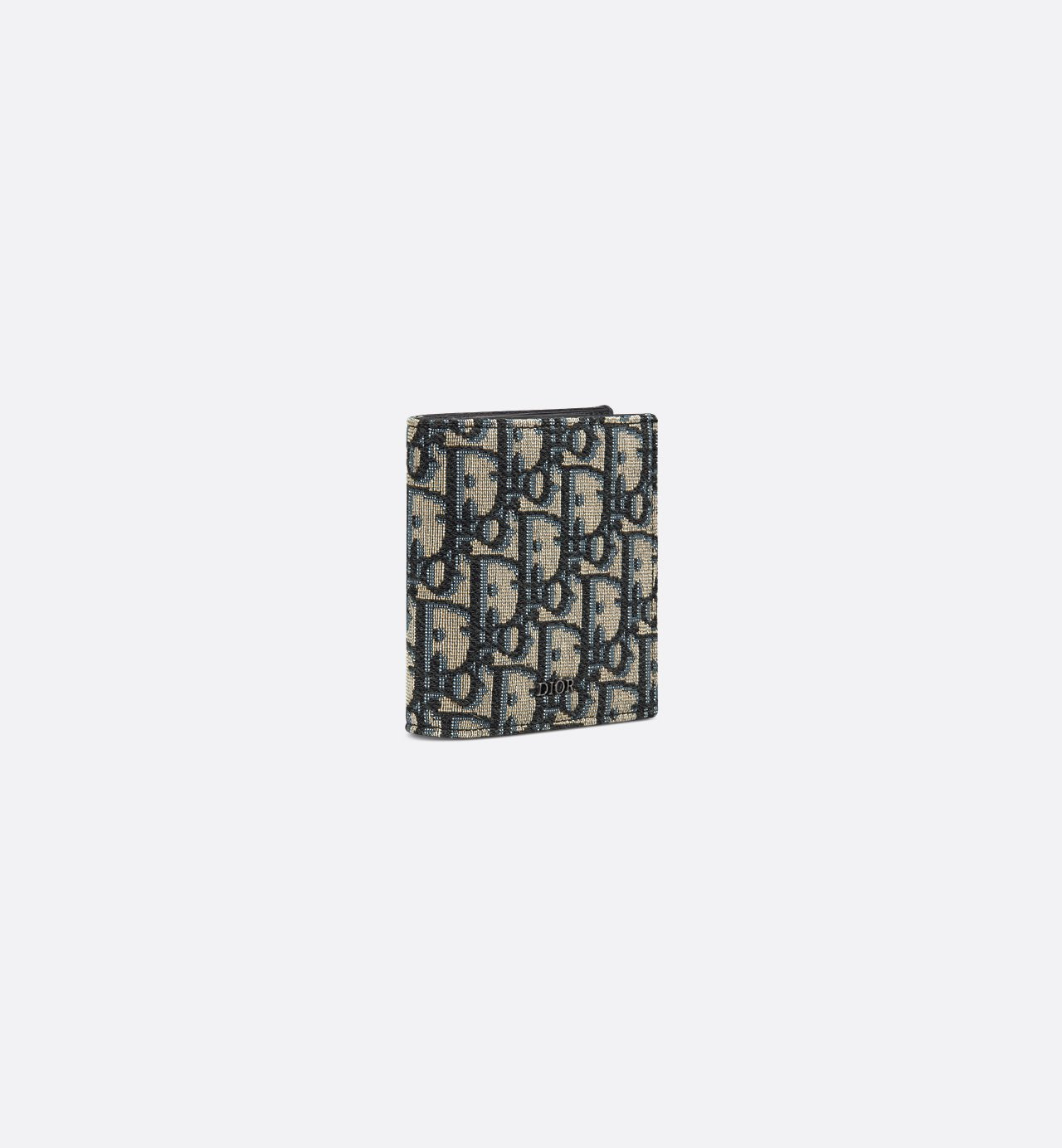 Compact Vertical Wallet Beige And Black Dior Oblique Jacquard