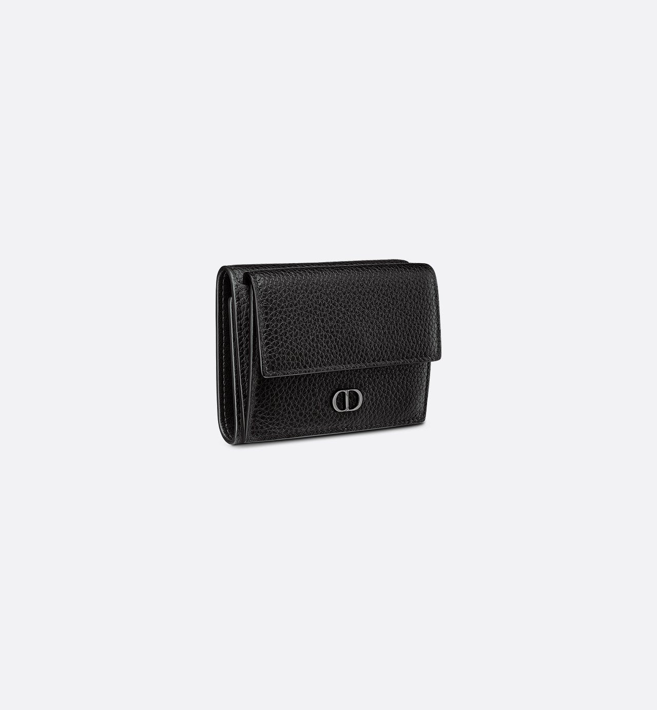 Cd Icon Trifold Wallet Black Grained Calfskin