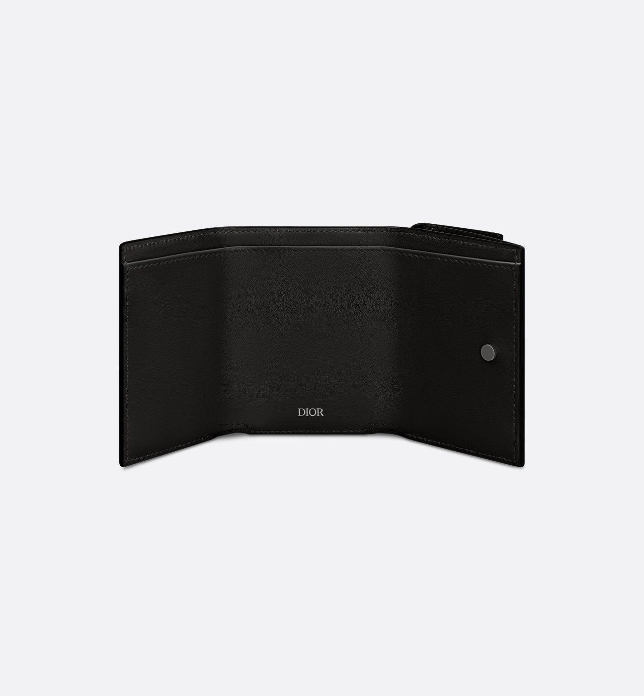 Cd Icon Trifold Wallet Black Grained Calfskin