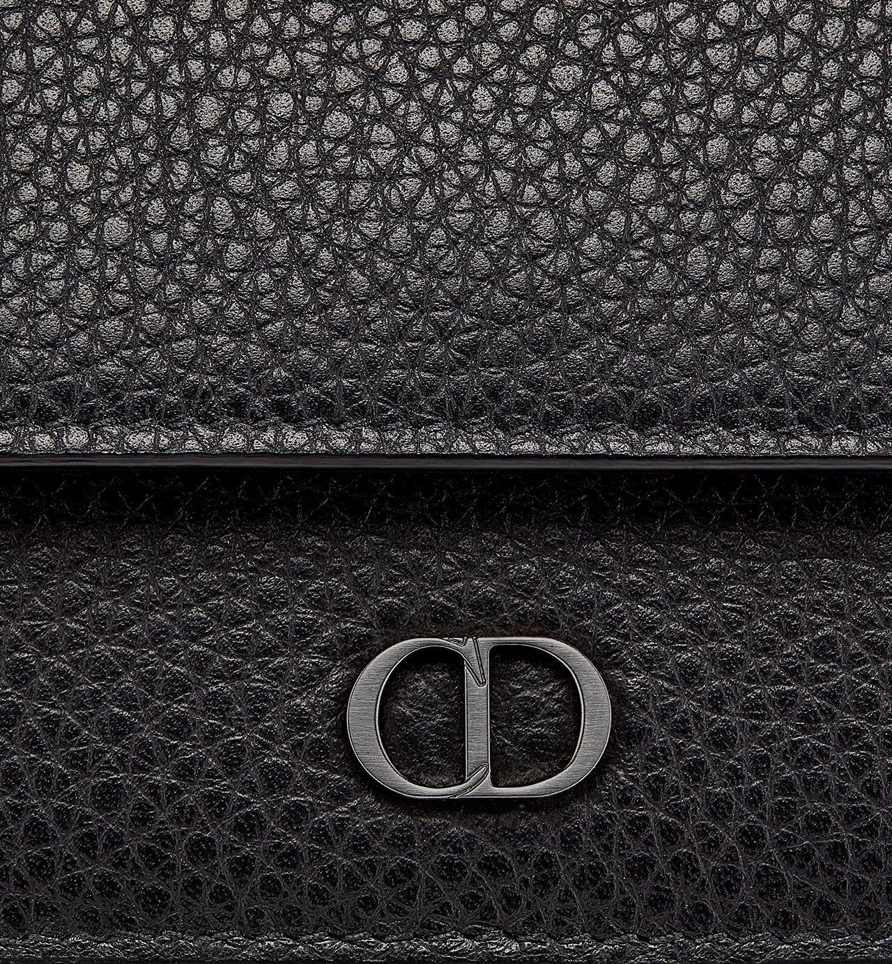 Cd Icon Trifold Wallet Black Grained Calfskin